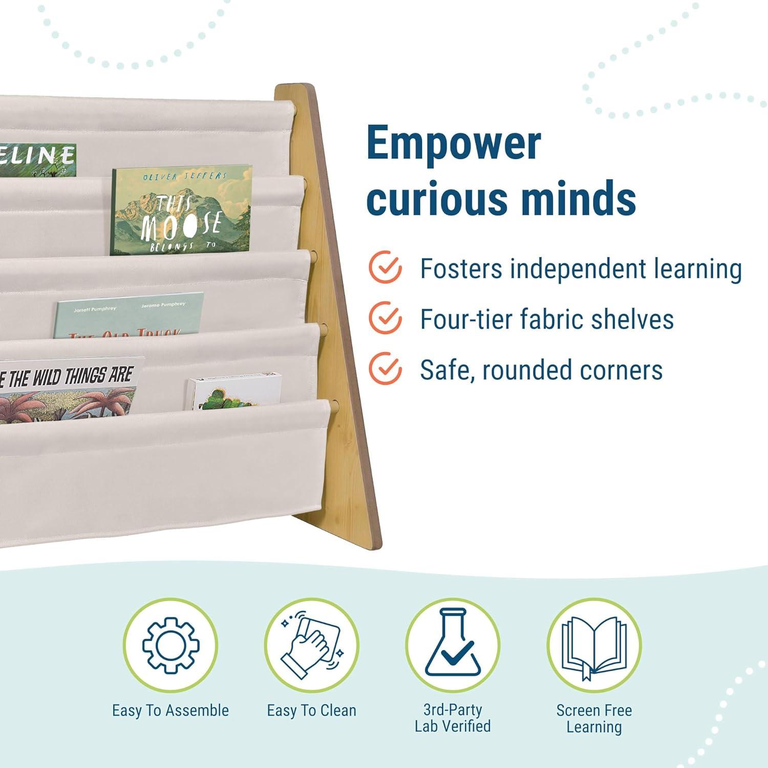 Estantería Sling Wildkin para Niños - 4 Estantes de Tela, Natural