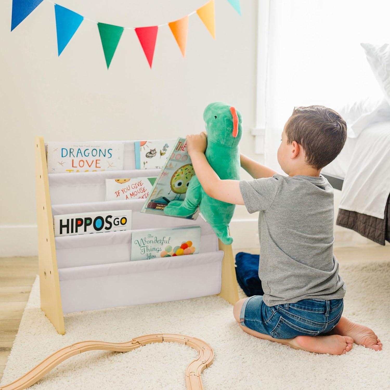 Estantería Sling Wildkin para Niños - 4 Estantes de Tela, Natural