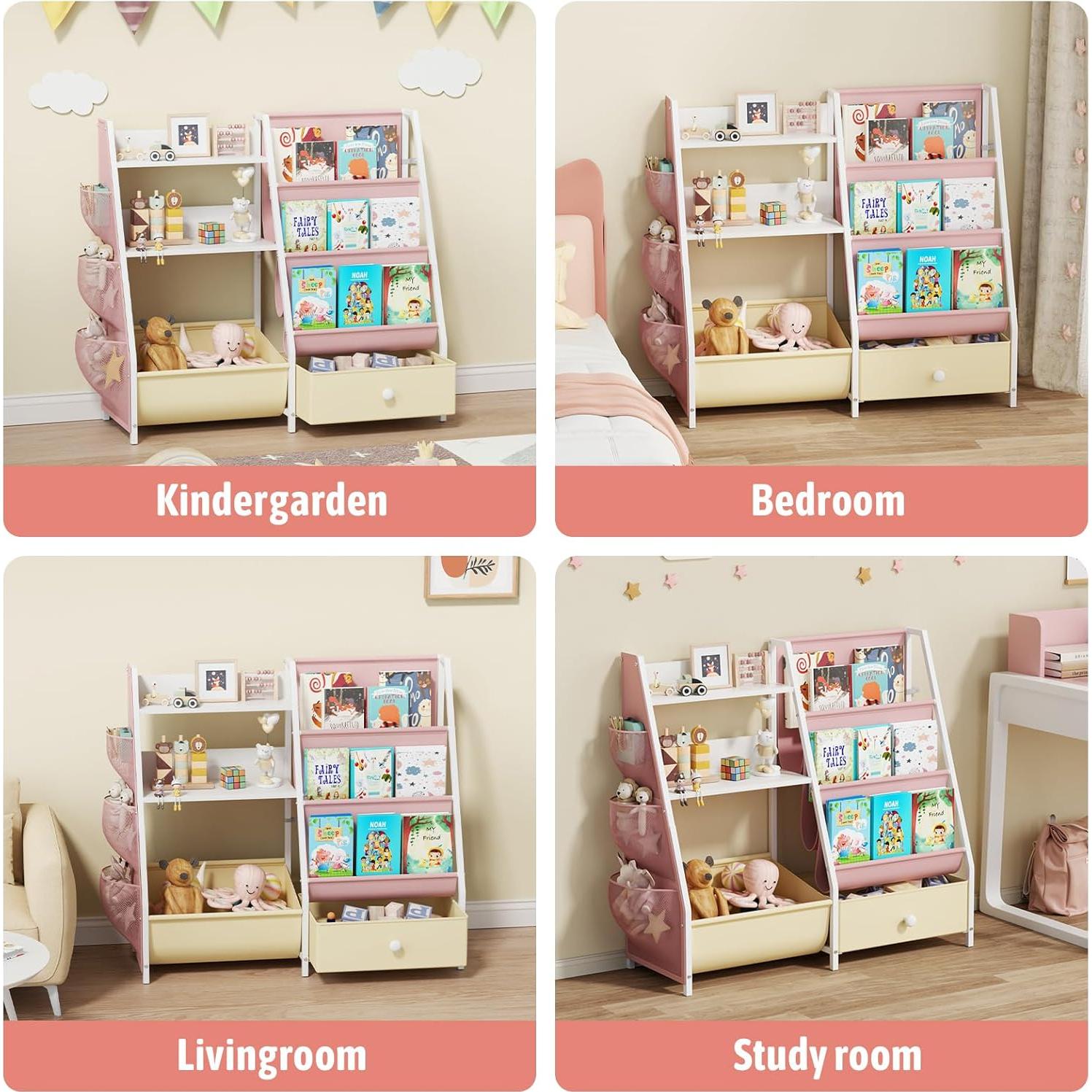 Estantería Organizador de Juguetes 3 en 1 Orekemo Rosa 76.2 cm