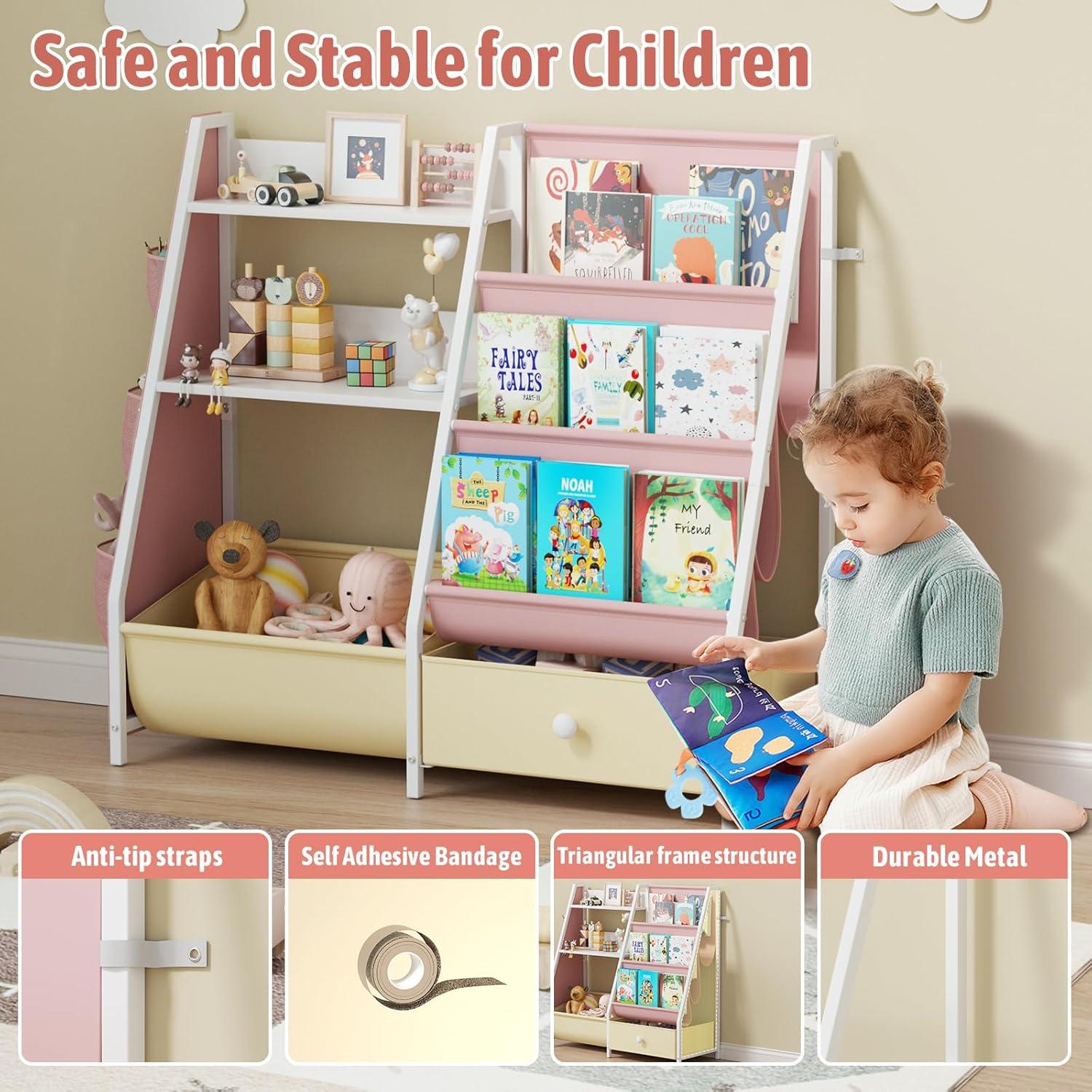 Estantería Organizador de Juguetes 3 en 1 Orekemo Rosa 76.2 cm