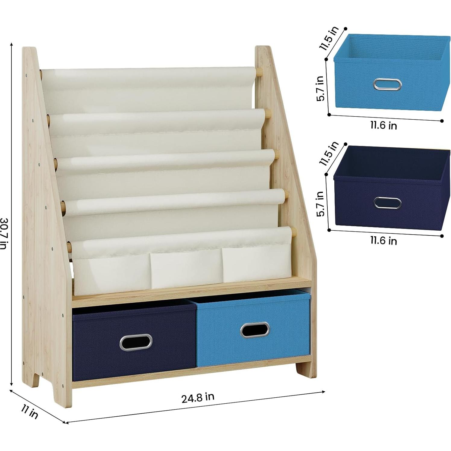 Estante de Libros para Niños EXPERLAM 4 Niveles Madera Azul