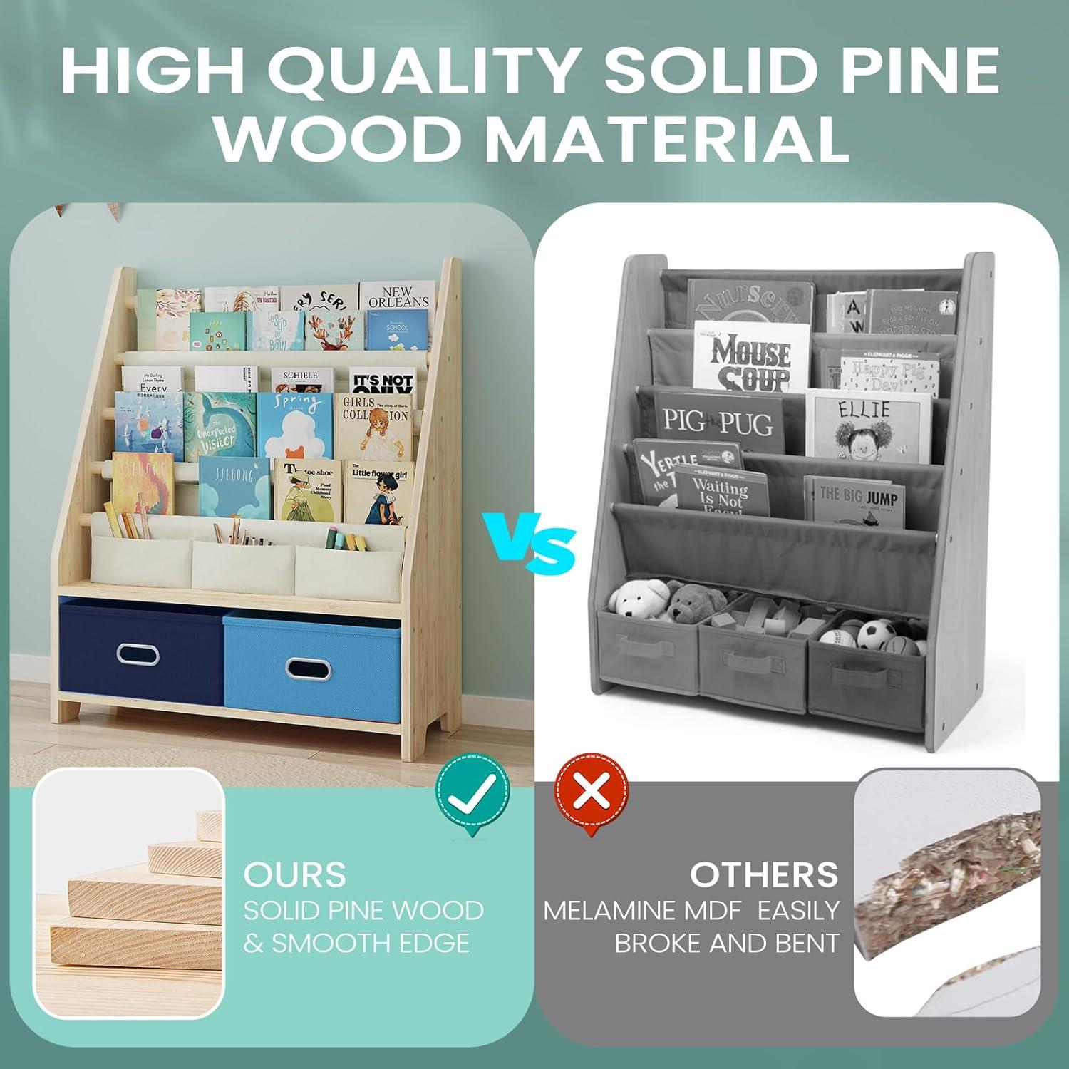 Estante de Libros para Niños EXPERLAM 4 Niveles Madera Azul