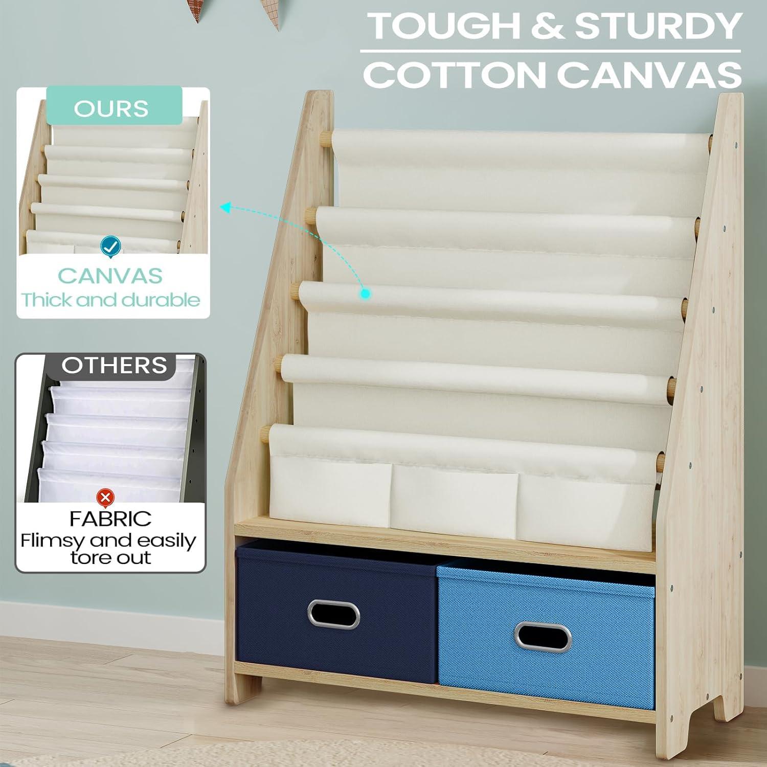 Estante de Libros para Niños EXPERLAM 4 Niveles Madera Azul