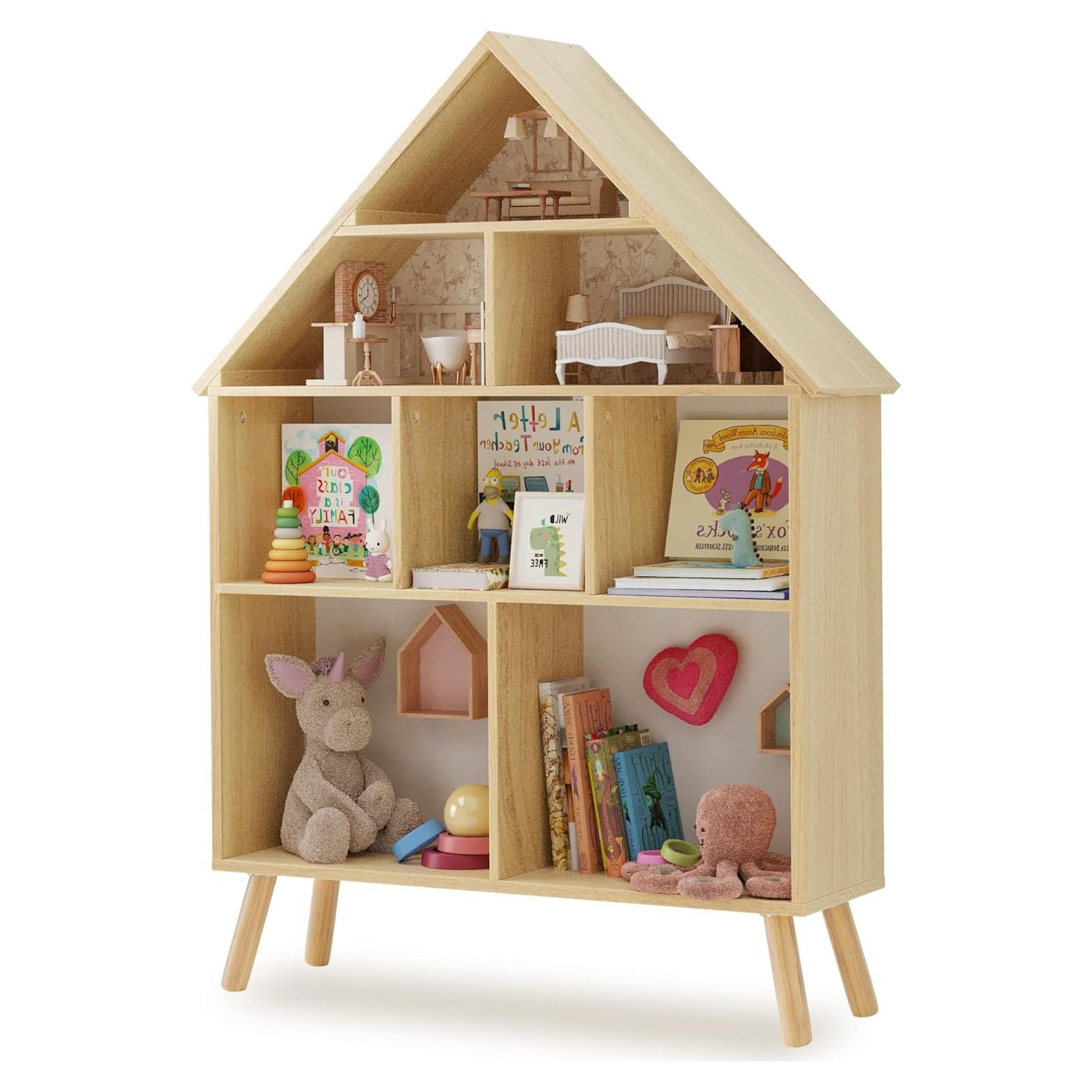 Estantería de Madera Curipeer para Niños 4 Niveles Natural