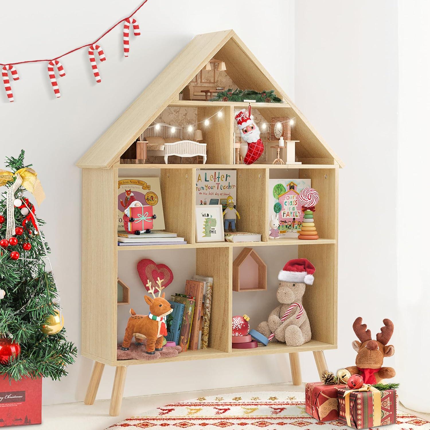 Estantería de Madera Curipeer para Niños 4 Niveles Natural