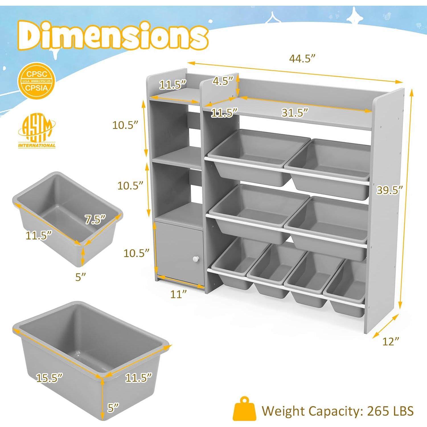 Organizador de Almacenamiento de Juguetes Costzon 4 Niveles 8 Contenedores