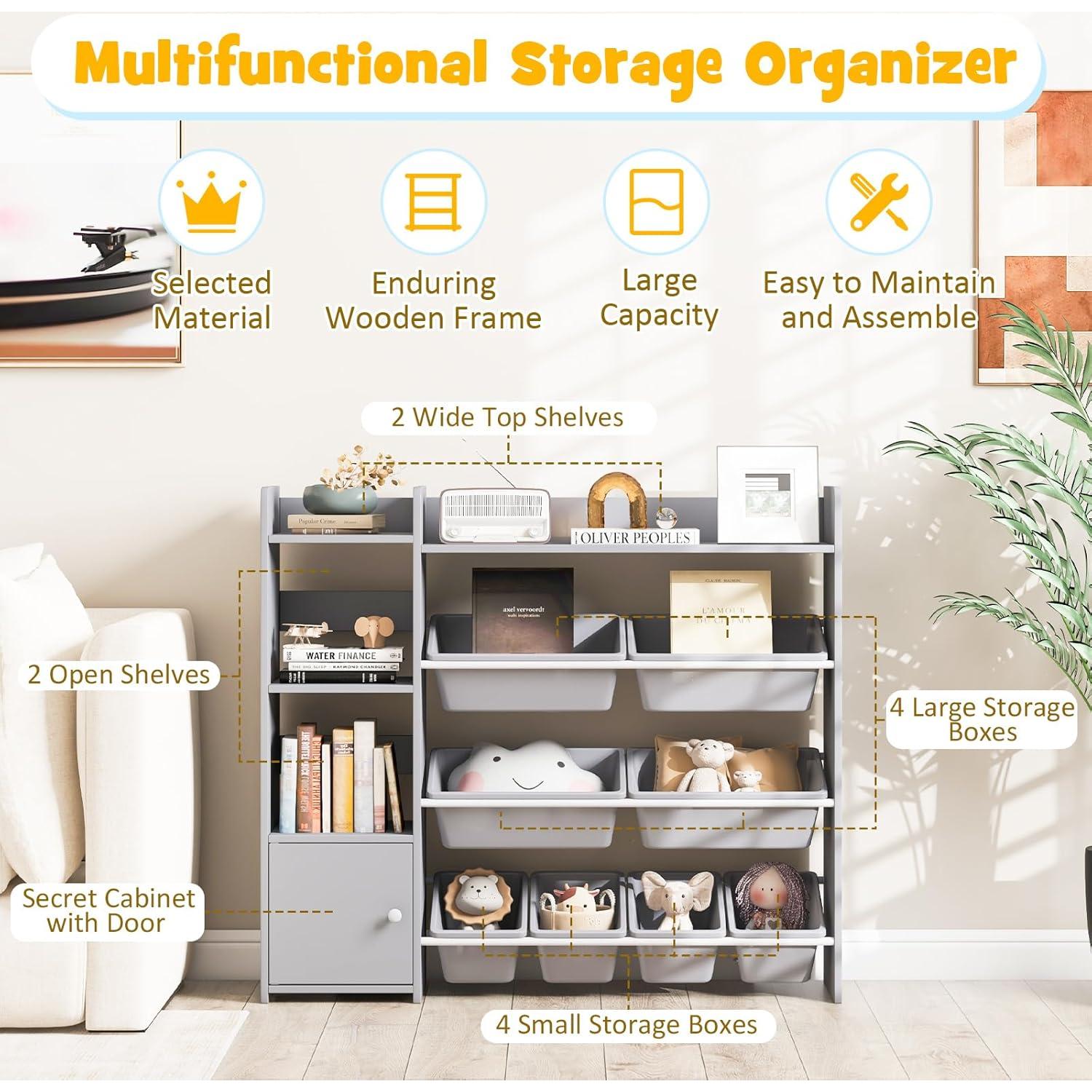 Organizador de Almacenamiento de Juguetes Costzon 4 Niveles 8 Contenedores