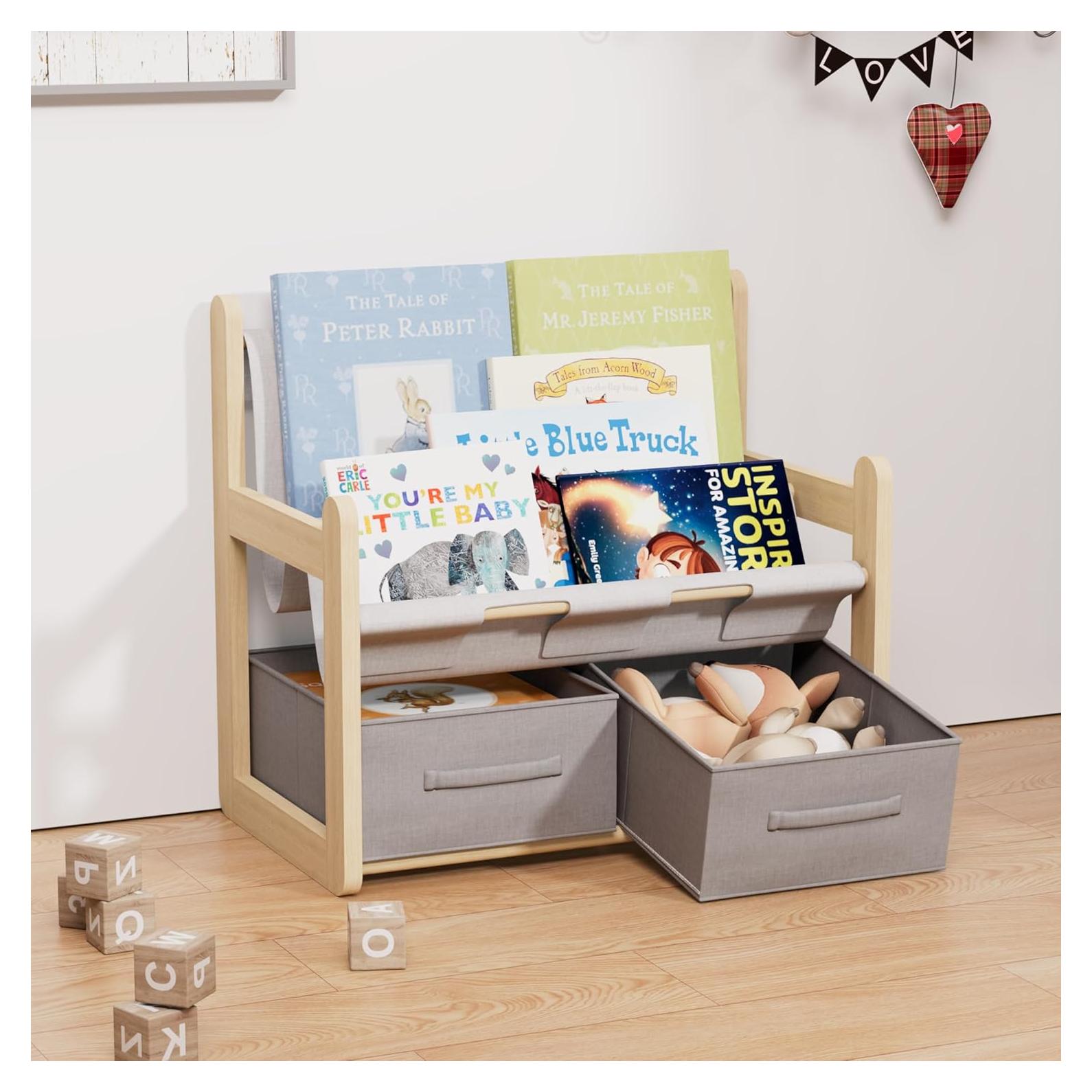 Estantería Infantil NACHES 3 Niveles Madera Caucho Organizador