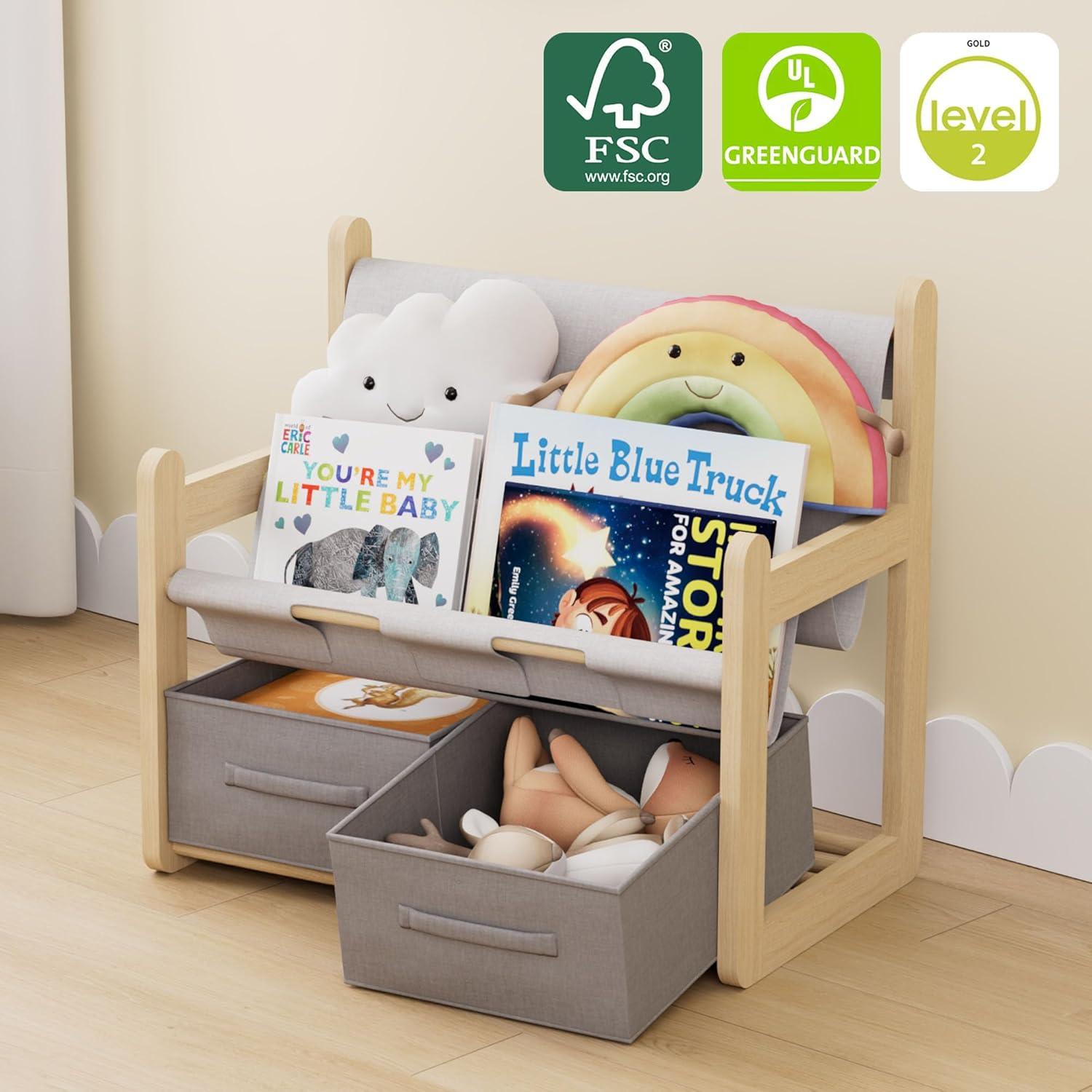 Estantería Infantil NACHES 3 Niveles Madera Caucho Organizador