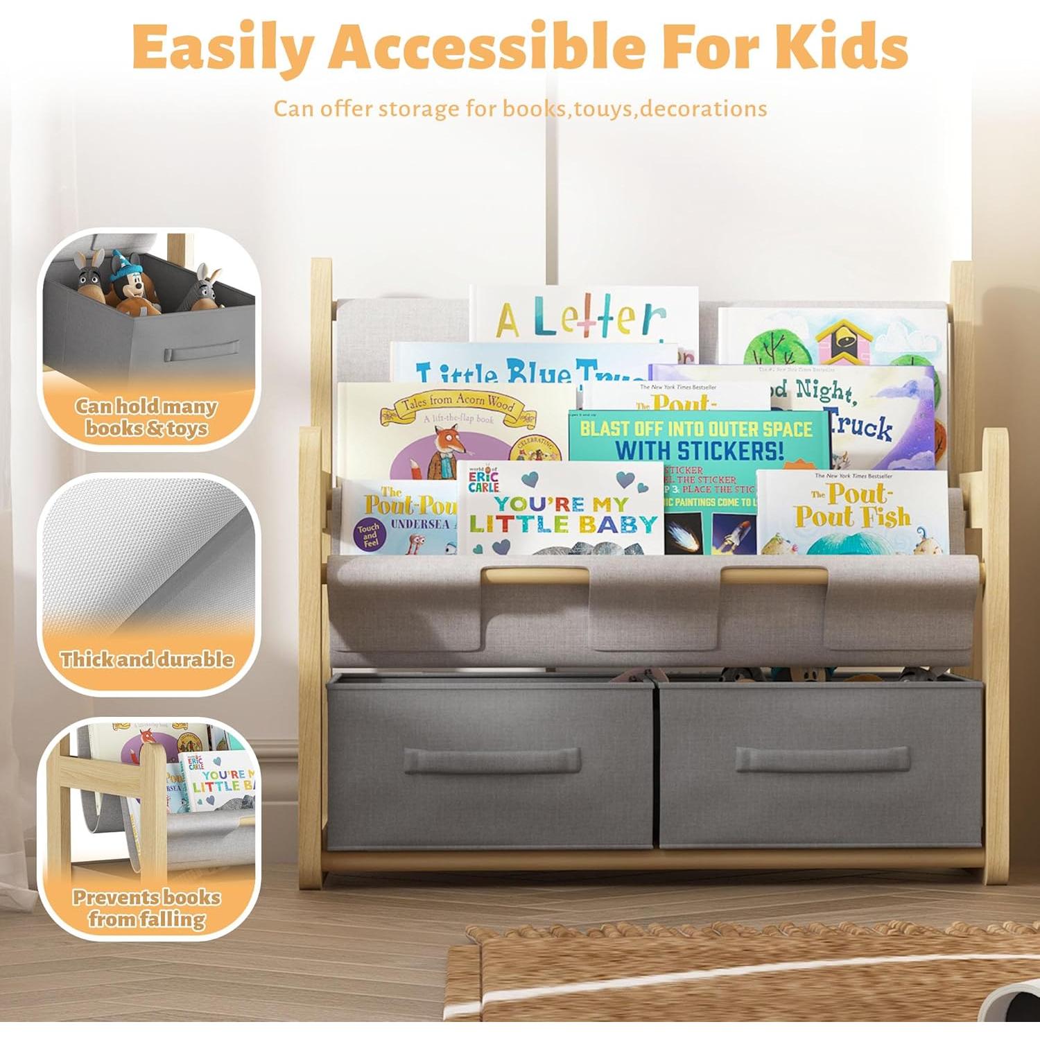 Estantería Infantil NACHES 3 Niveles Madera Caucho Organizador