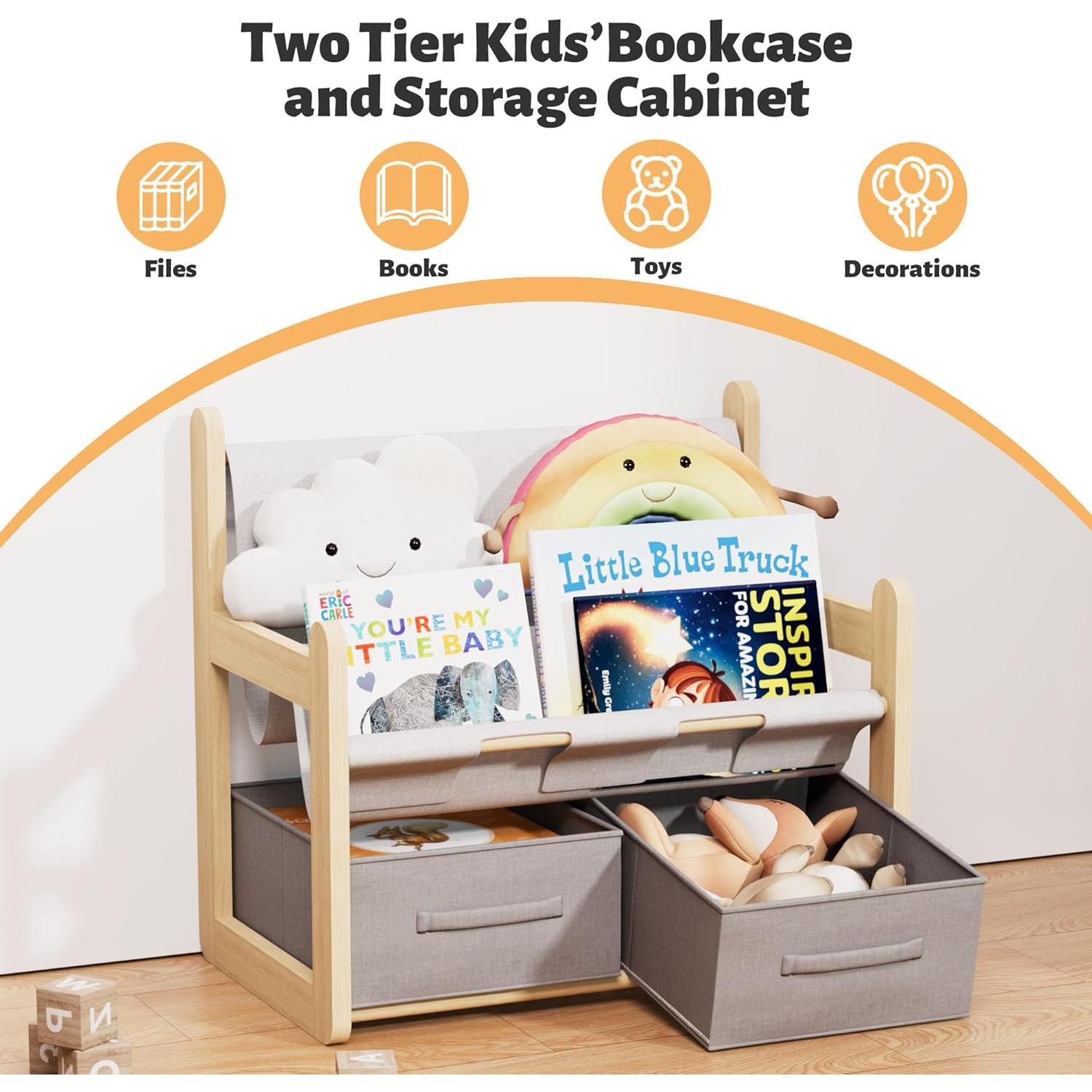 Estantería Infantil NACHES 3 Niveles Madera Caucho Organizador