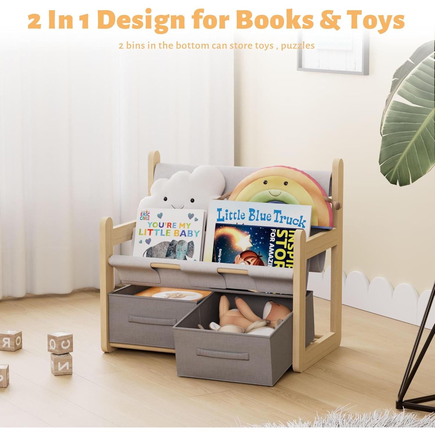 Estantería Infantil NACHES 3 Niveles Madera Caucho Organizador