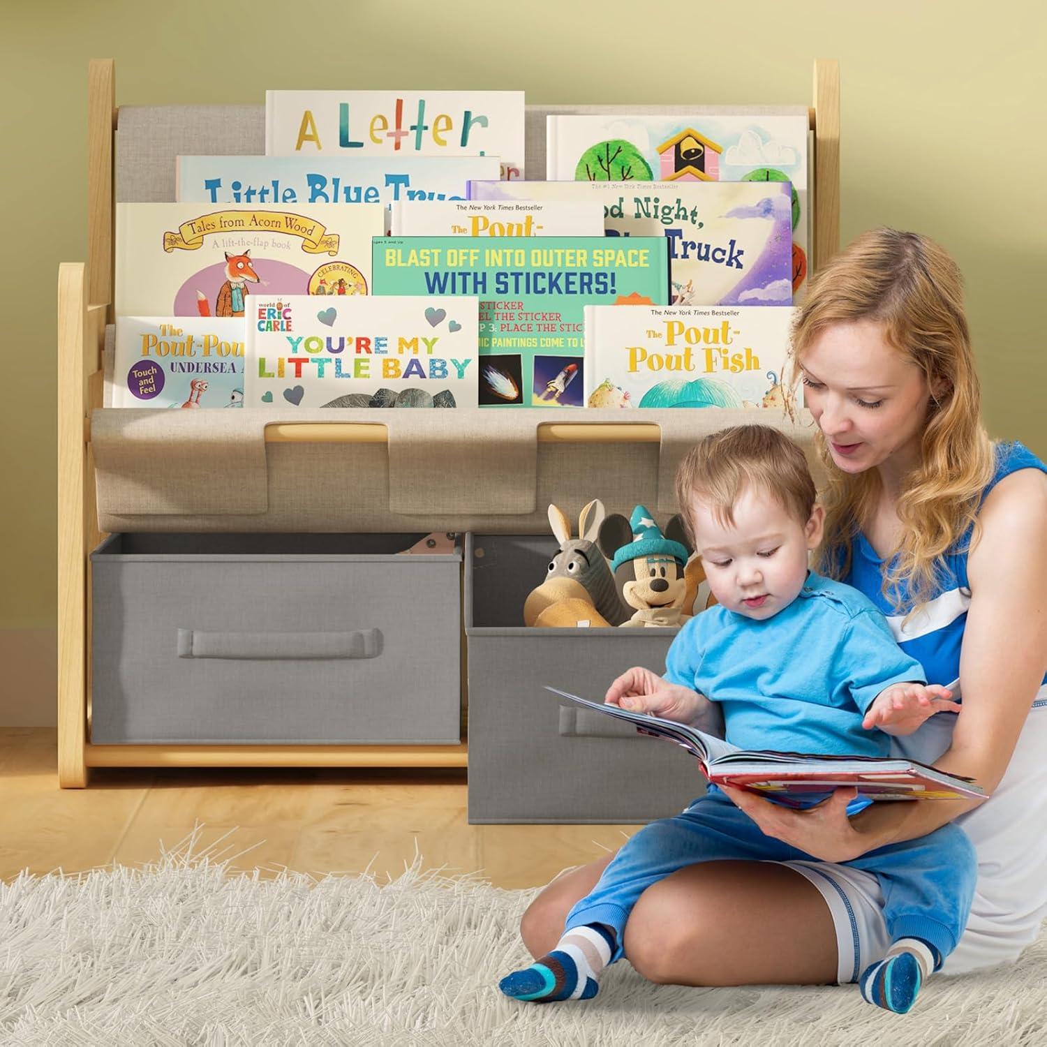 Estantería Infantil NACHES 3 Niveles Madera Caucho Organizador