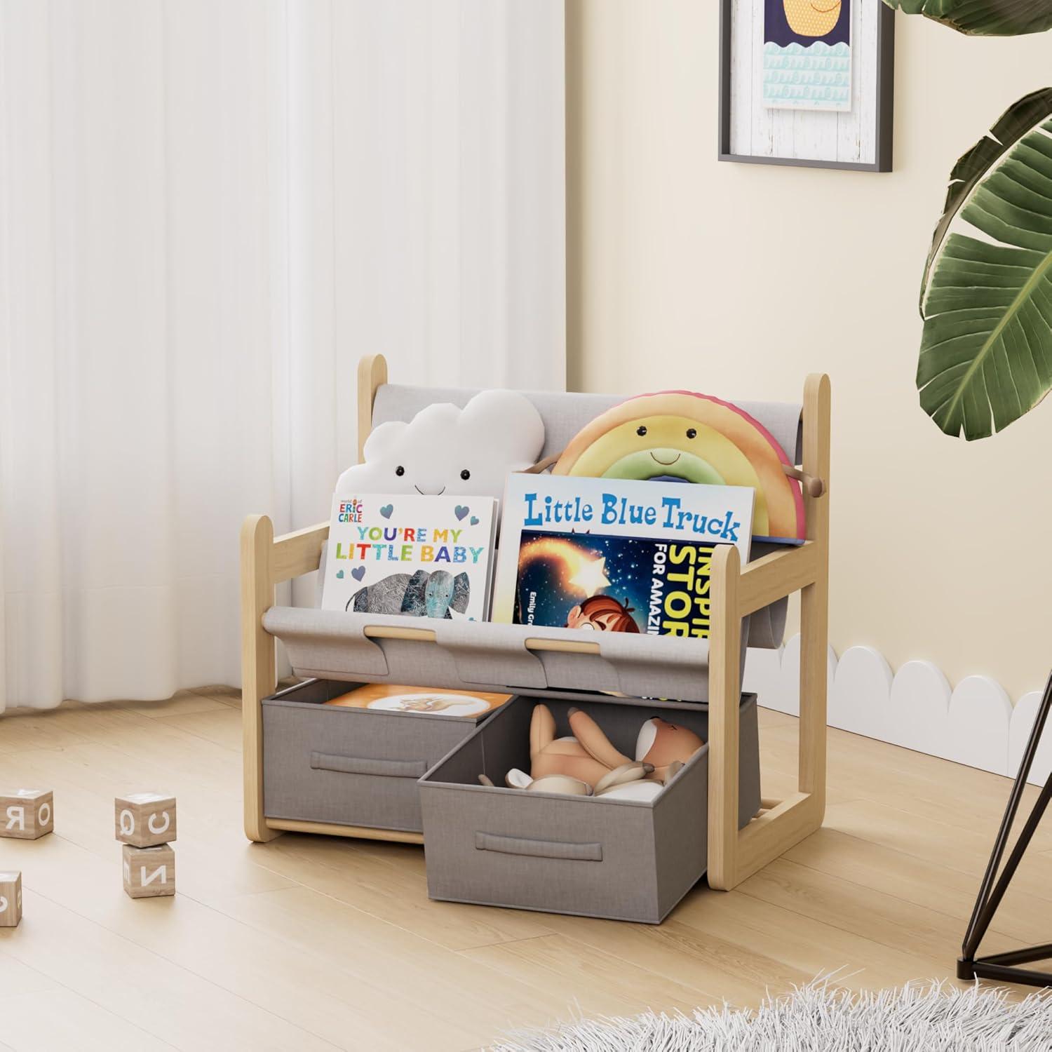 Estantería Infantil NACHES 3 Niveles Madera Caucho Organizador