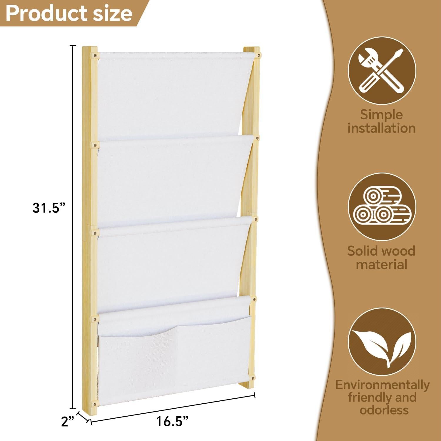 Estantería de Pared para Niños BPMFDTNL 4 Niveles Madera Blanca