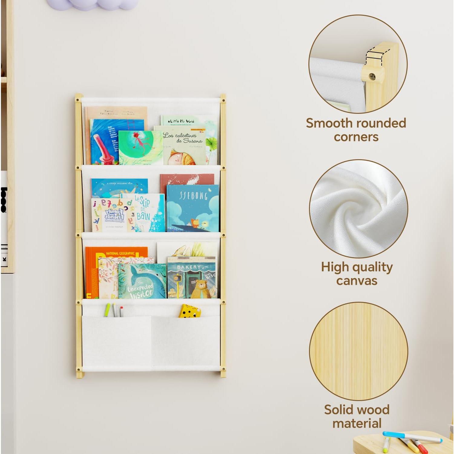 Estantería de Pared para Niños BPMFDTNL 4 Niveles Madera Blanca