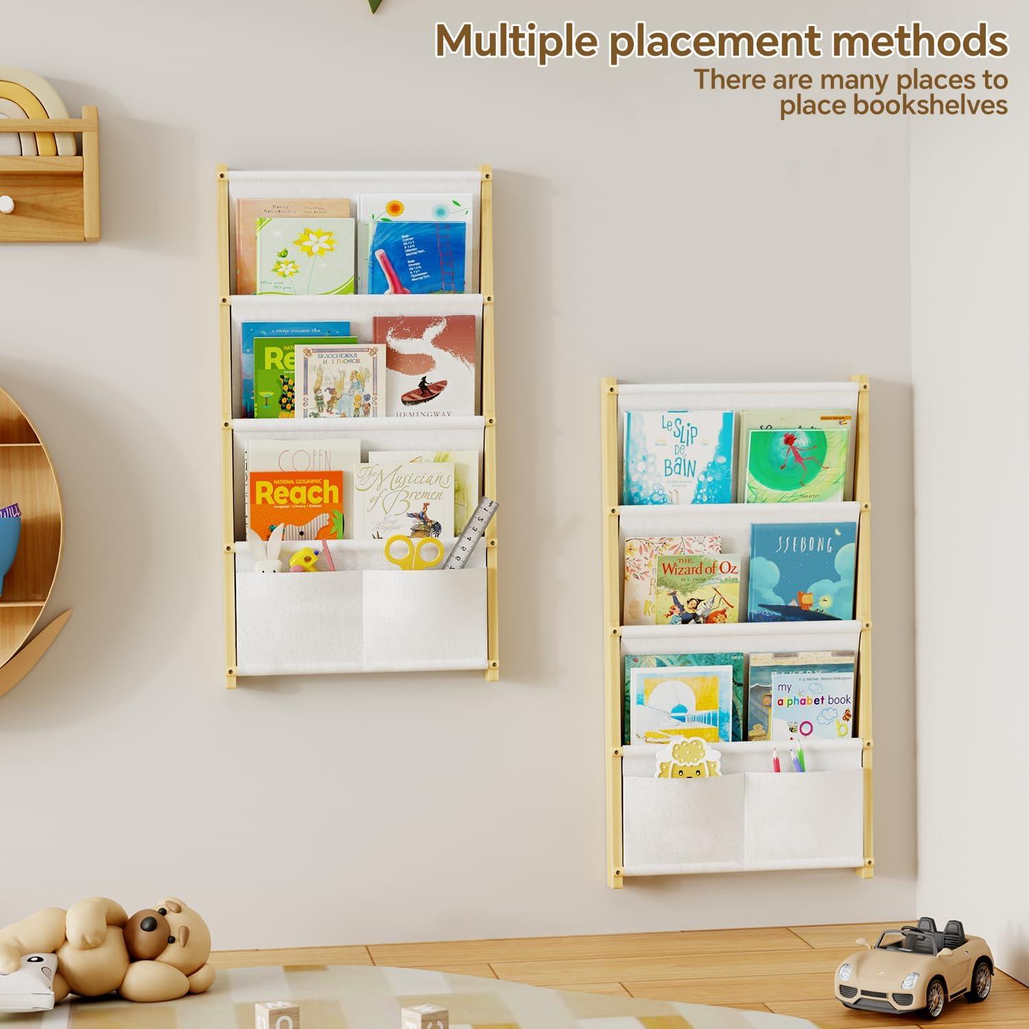 Estantería de Pared para Niños BPMFDTNL 4 Niveles Madera Blanca