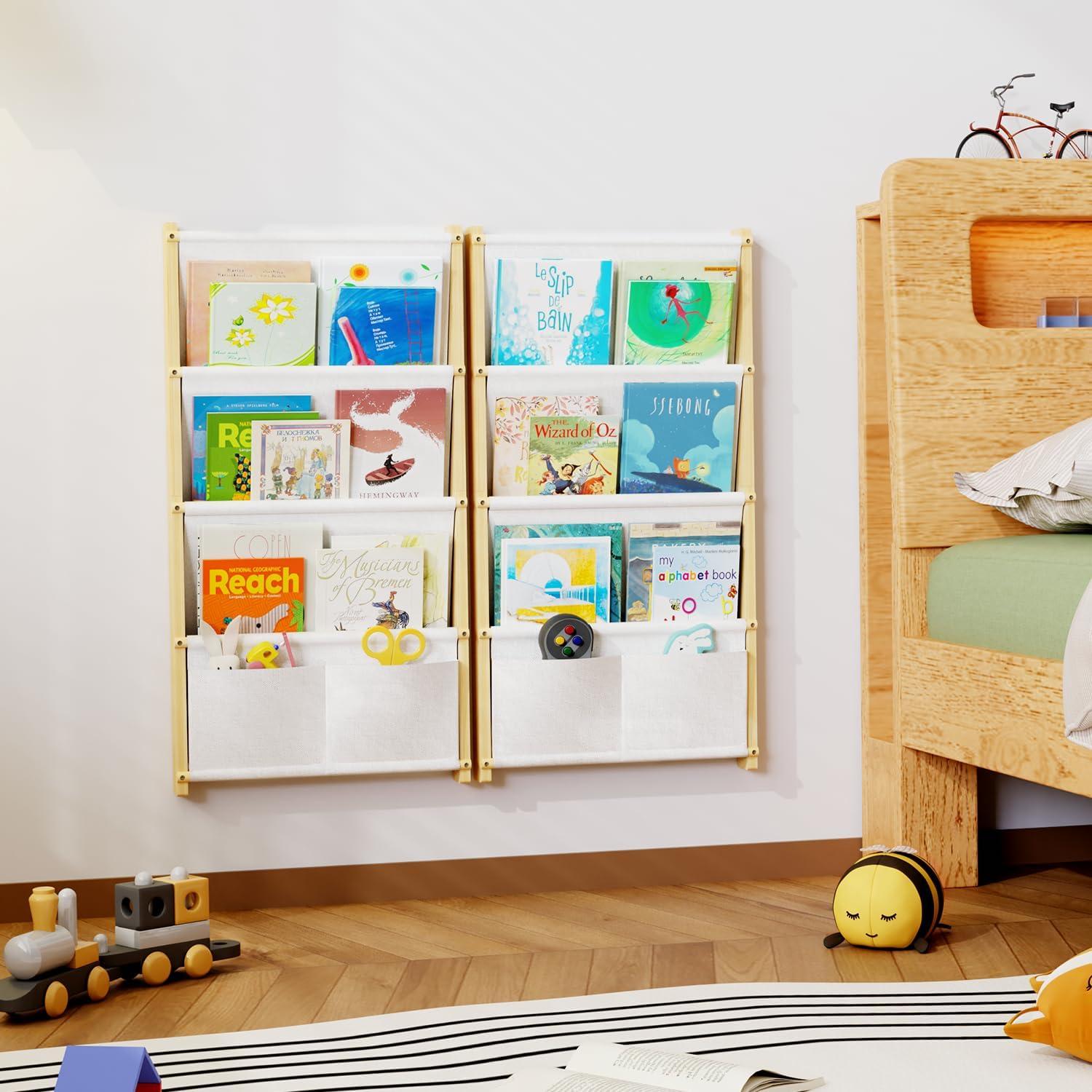 Estantería de Pared para Niños BPMFDTNL 4 Niveles Madera Blanca