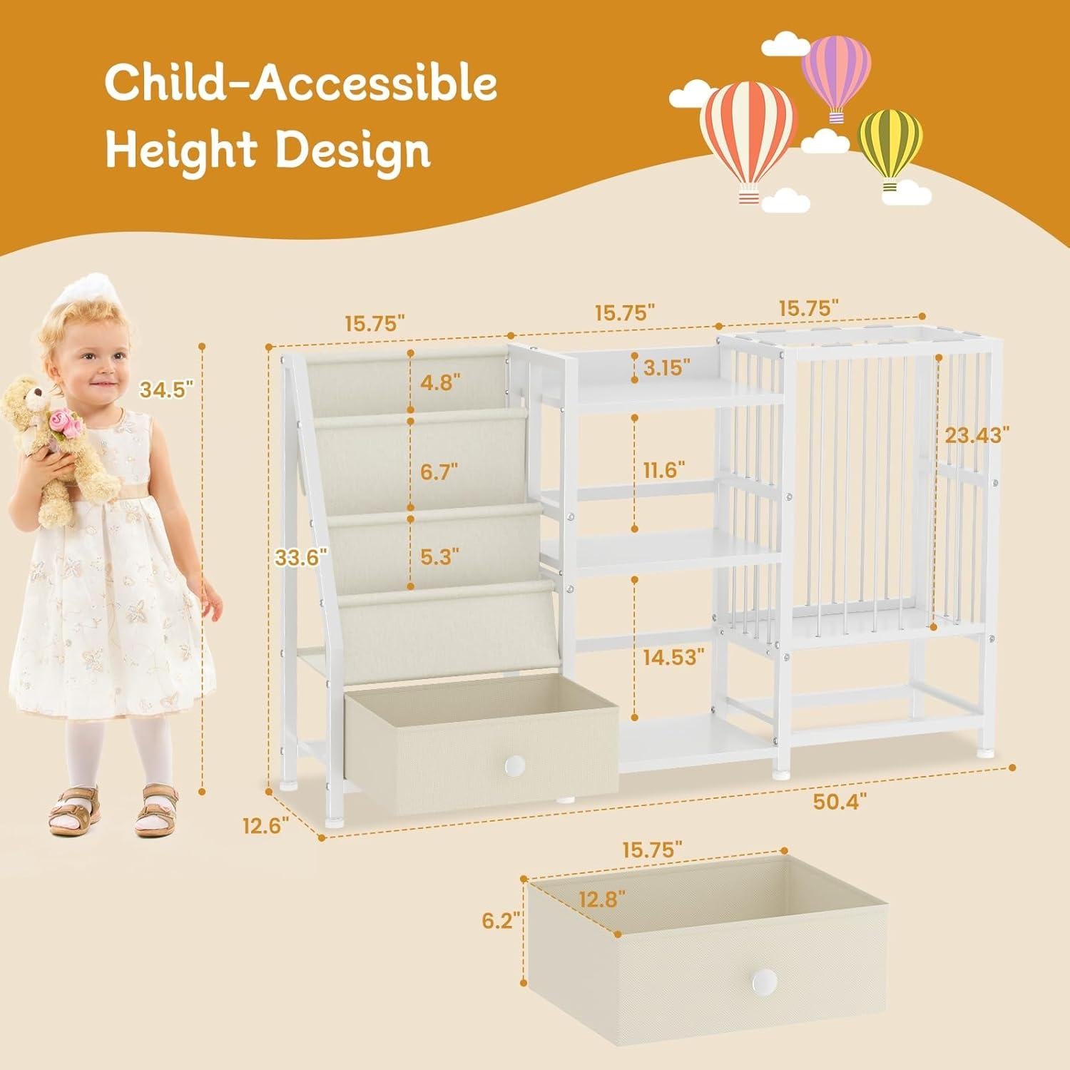 Estantería Montessori Creso hom para Niños 3 Niveles Blanco