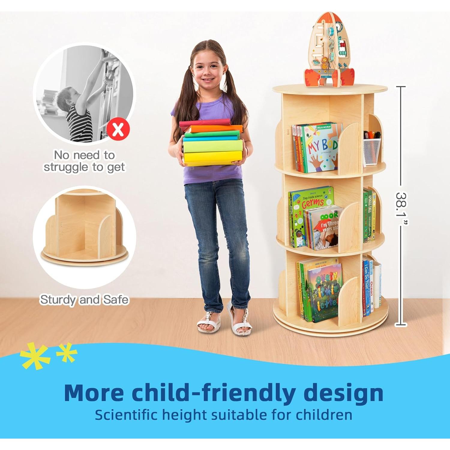 Estantería Rotativa OOOK 3 Niveles 96.5 cm Madera Compacta