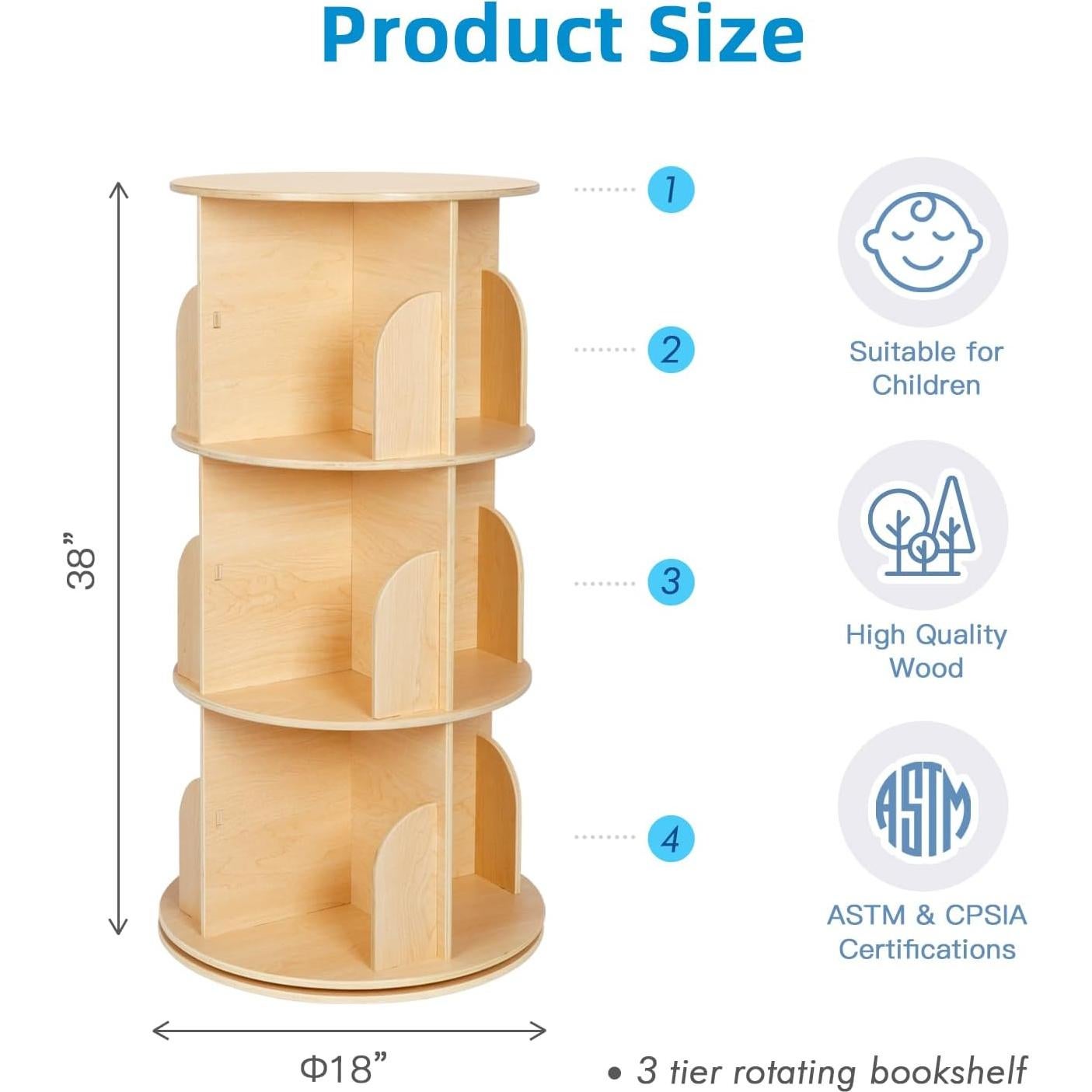 Estantería Rotativa OOOK 3 Niveles 96.5 cm Madera Compacta