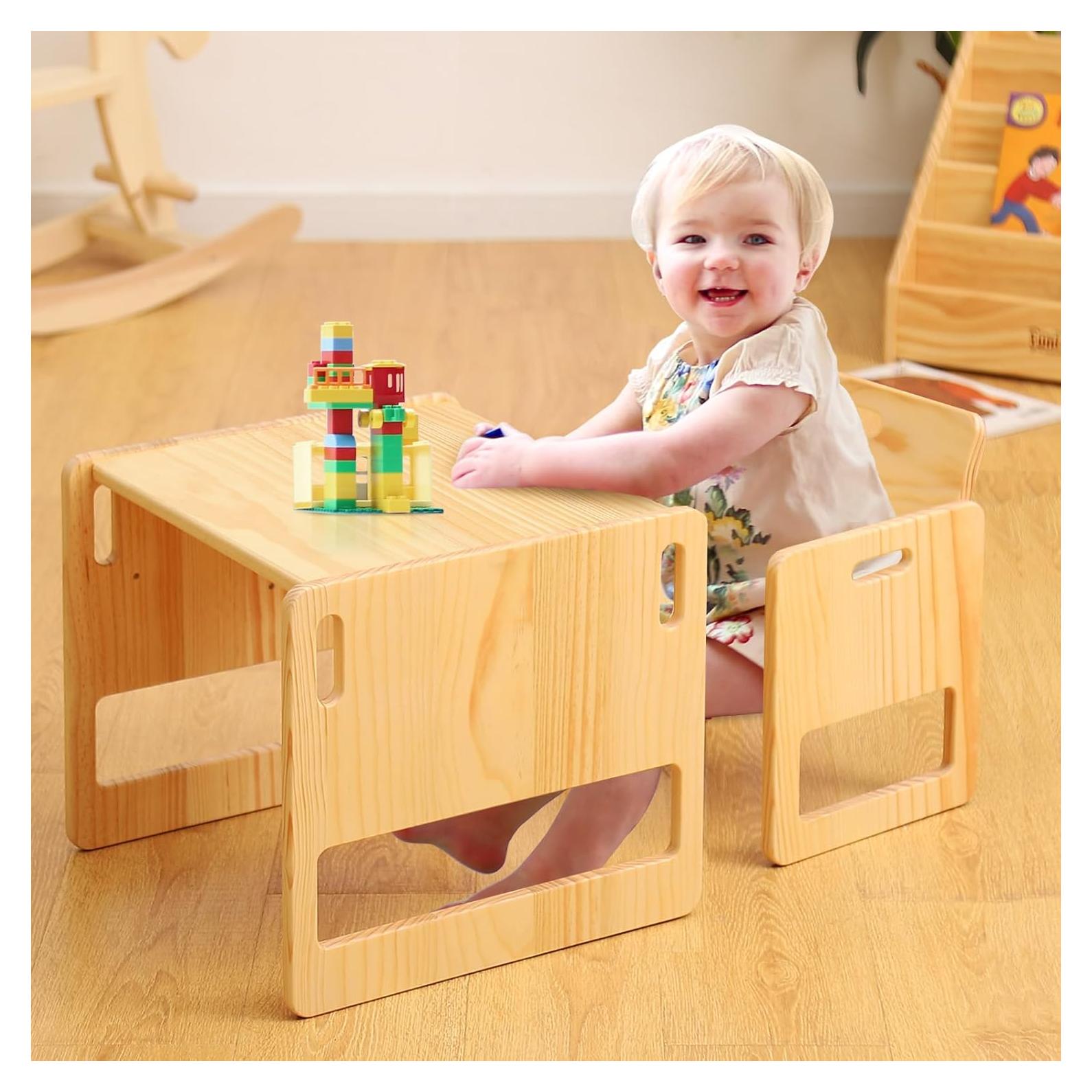Mesa y Silla Montessori FUNLIO Ajustables para Niños 1-3 Años