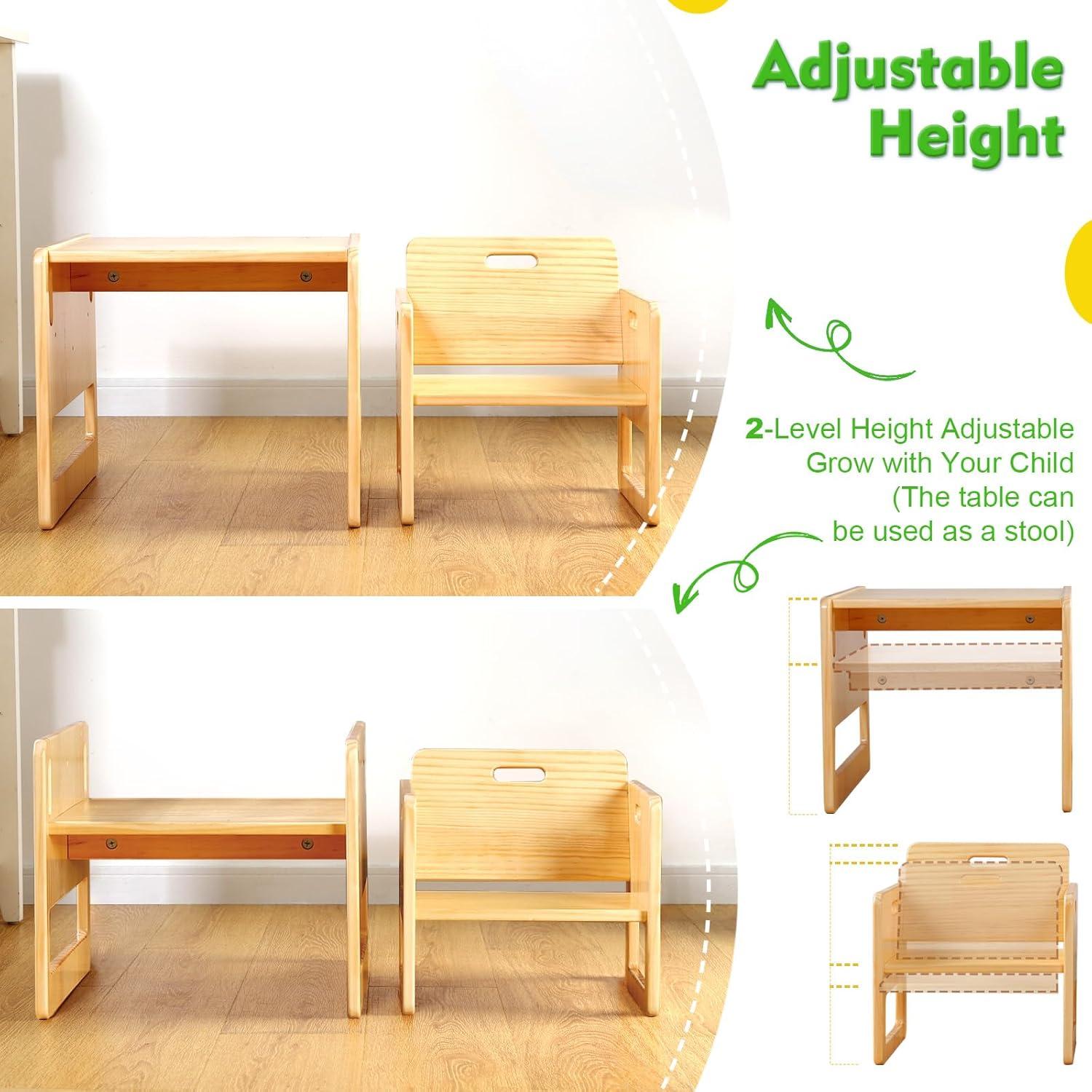 Mesa y Silla Montessori FUNLIO Ajustables para Niños 1-3 Años