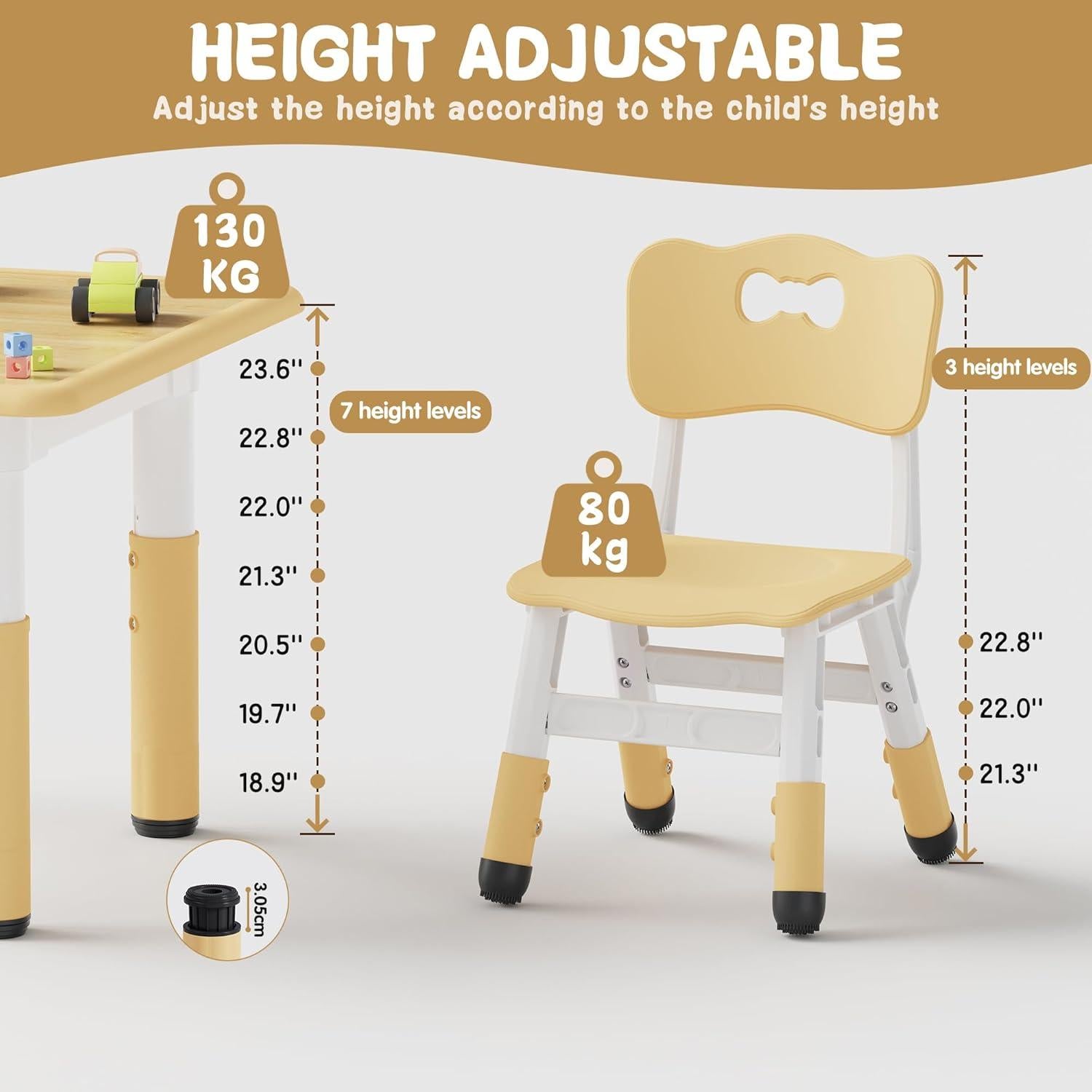 Conjunto de Mesa y 2 Sillas Ajustables Brelley para Niños