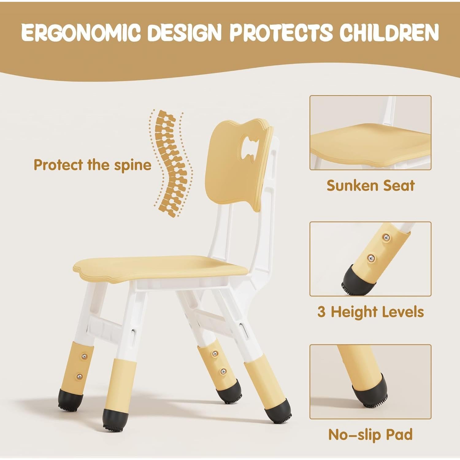 Conjunto de Mesa y 2 Sillas Ajustables Brelley para Niños