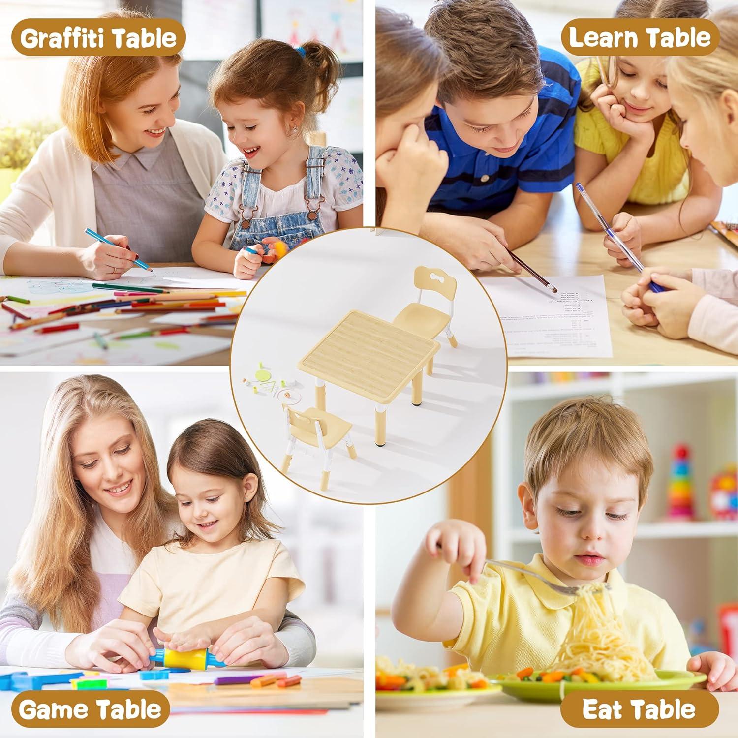 Conjunto de Mesa y 2 Sillas Ajustables Brelley para Niños