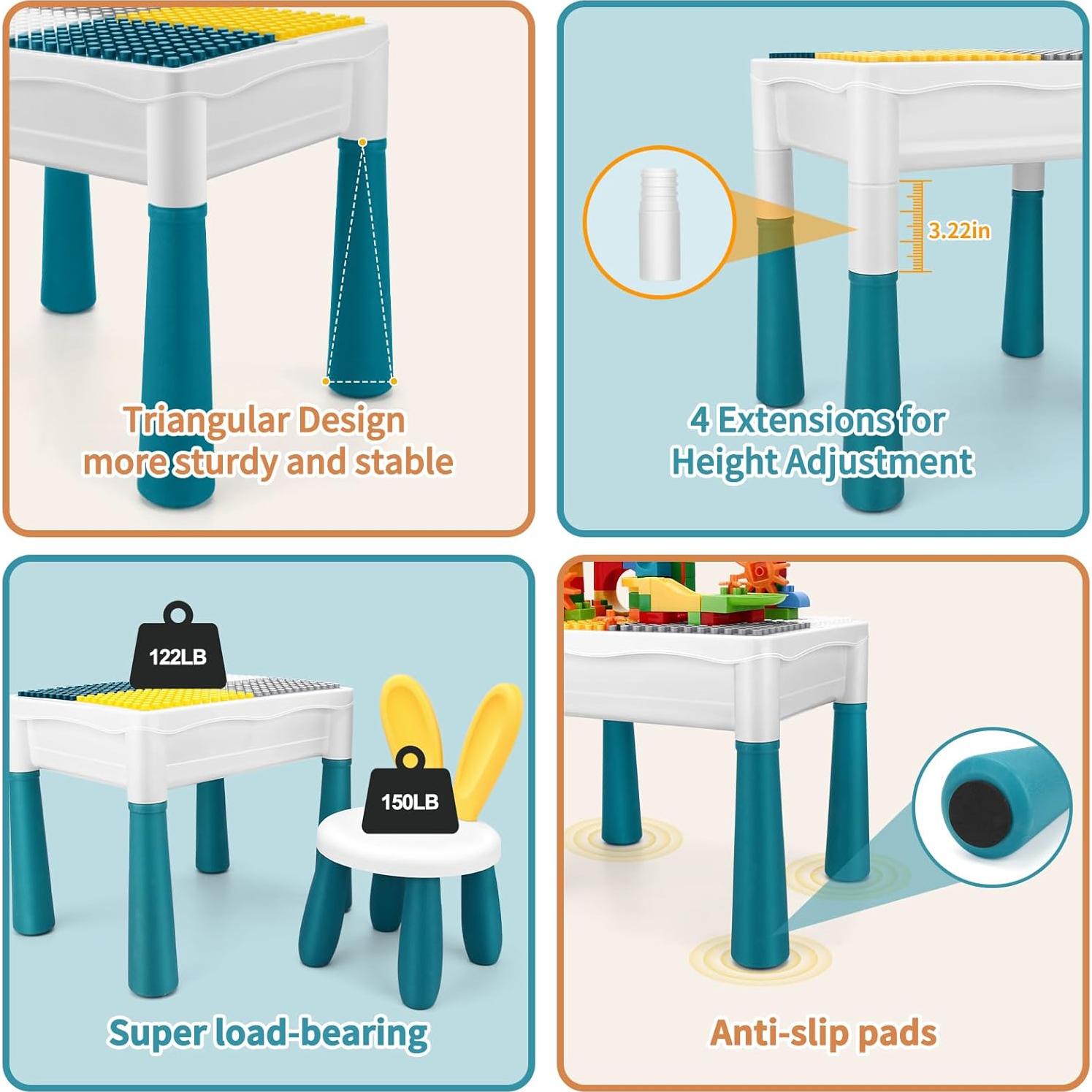 Mesa de Actividades 6 en 1 MICHEN - Altura Ajustable, 105 Piezas