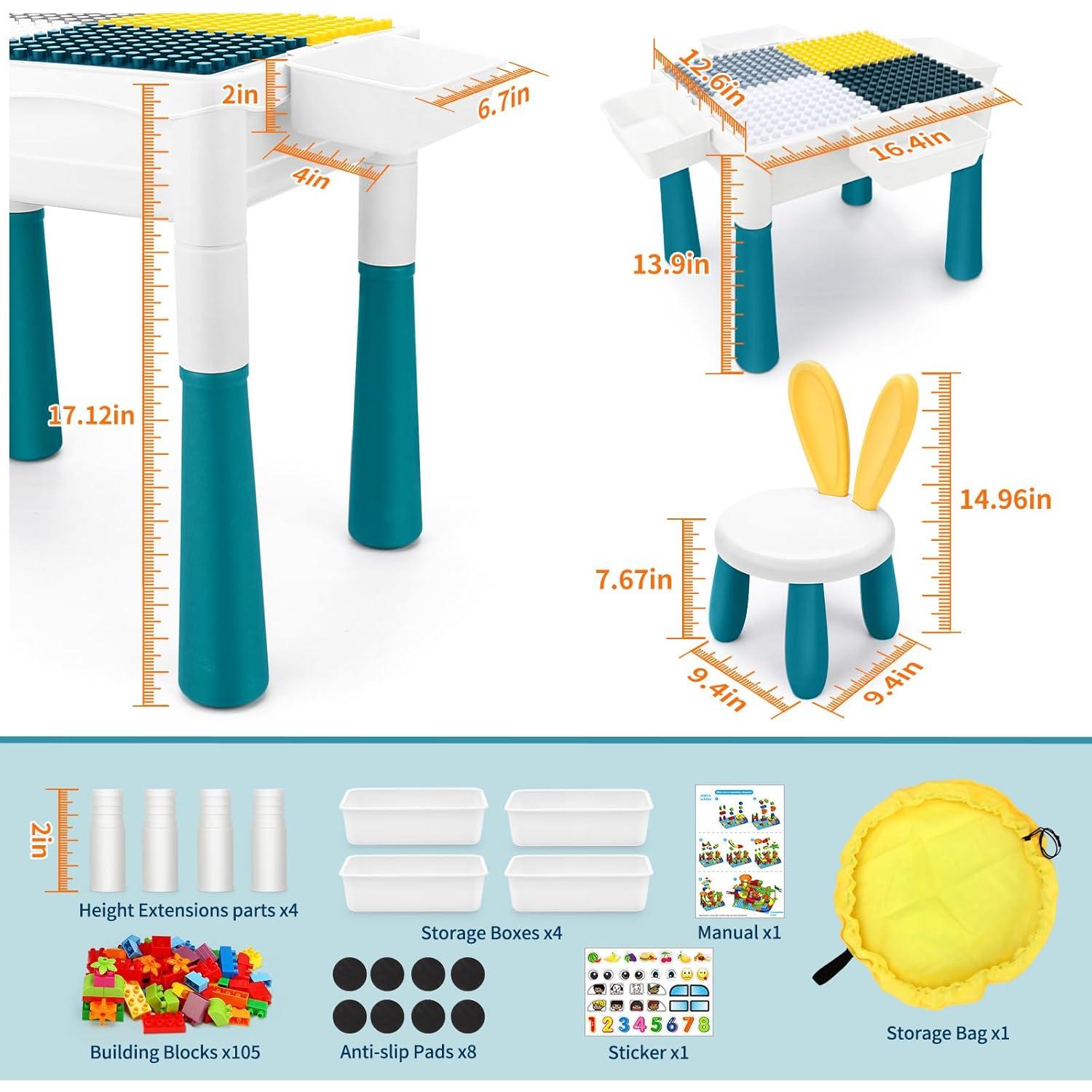 Mesa de Actividades 6 en 1 MICHEN - Altura Ajustable, 105 Piezas