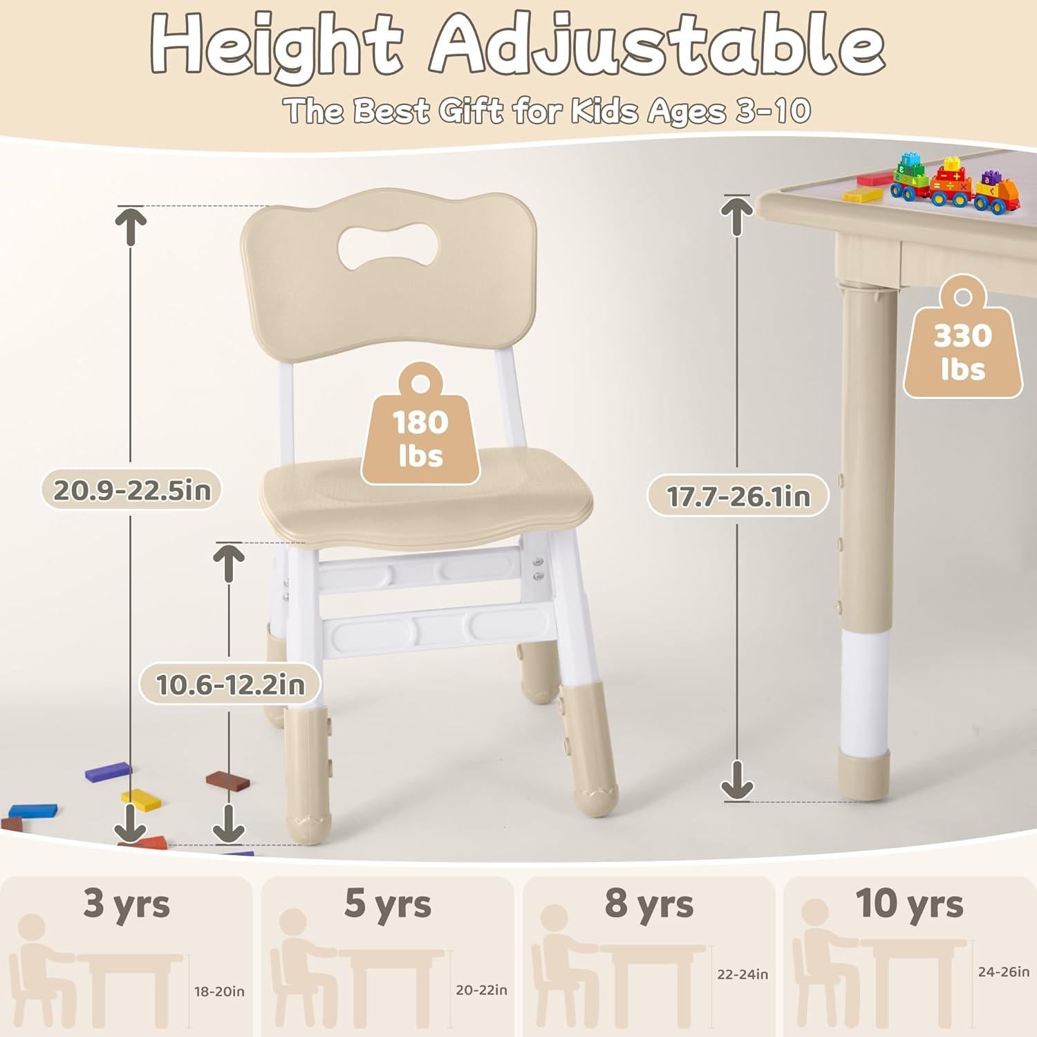 Juego de Mesa y Sillas Ajustable GITAWUSA para Niños 3-8 Años
