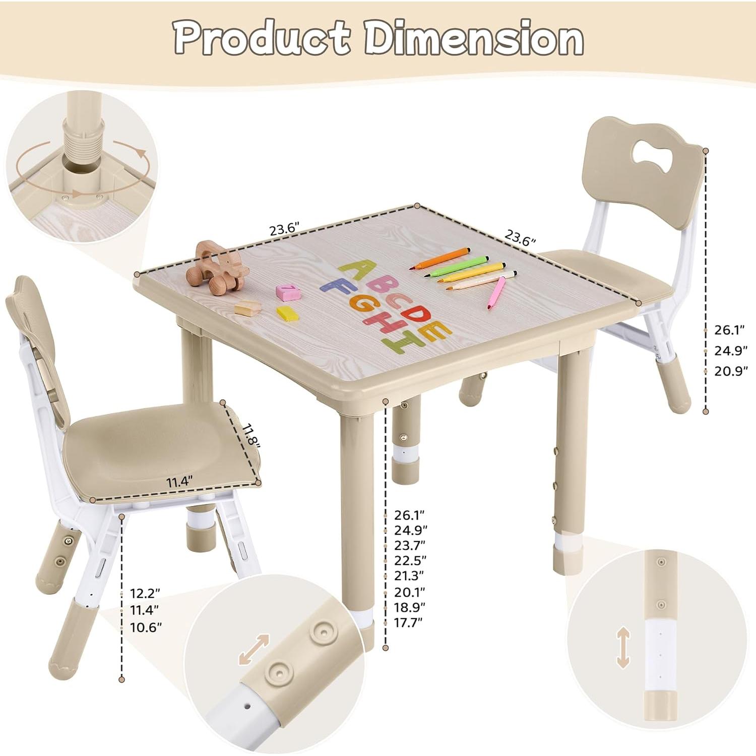 Juego de Mesa y Sillas Ajustable GITAWUSA para Niños 3-8 Años