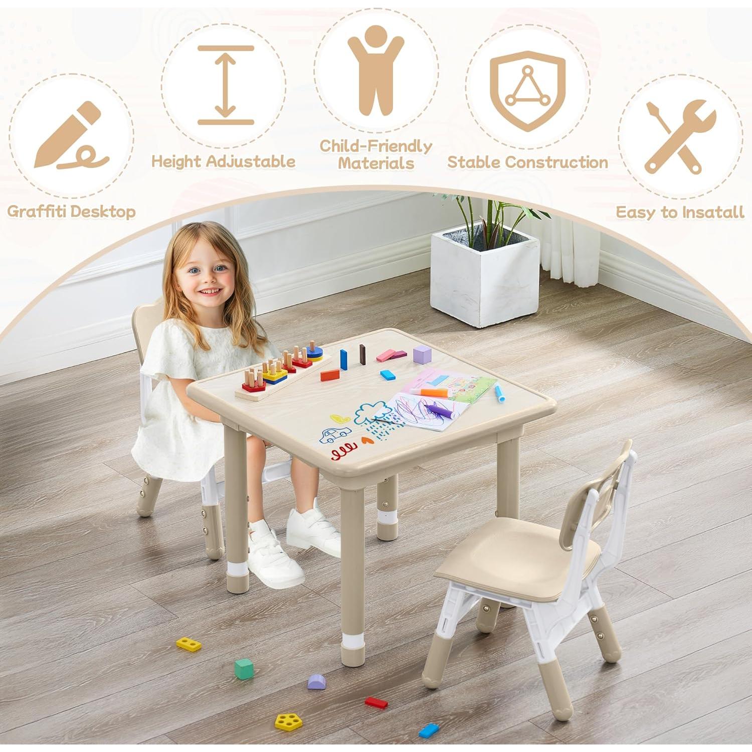 Juego de Mesa y Sillas Ajustable GITAWUSA para Niños 3-8 Años