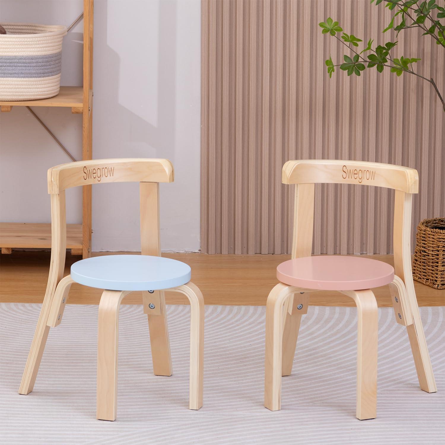Silla de Madera Swegrow para Niños - Paquete de 2 Multicolor
