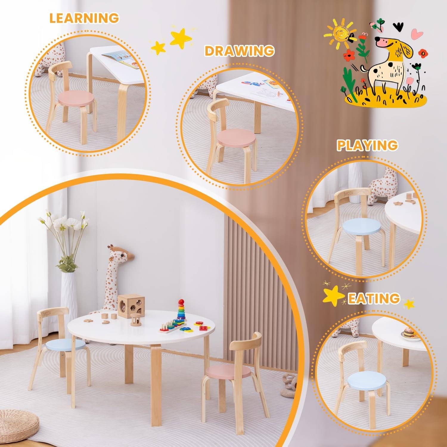 Silla de Madera Swegrow para Niños - Paquete de 2 Multicolor