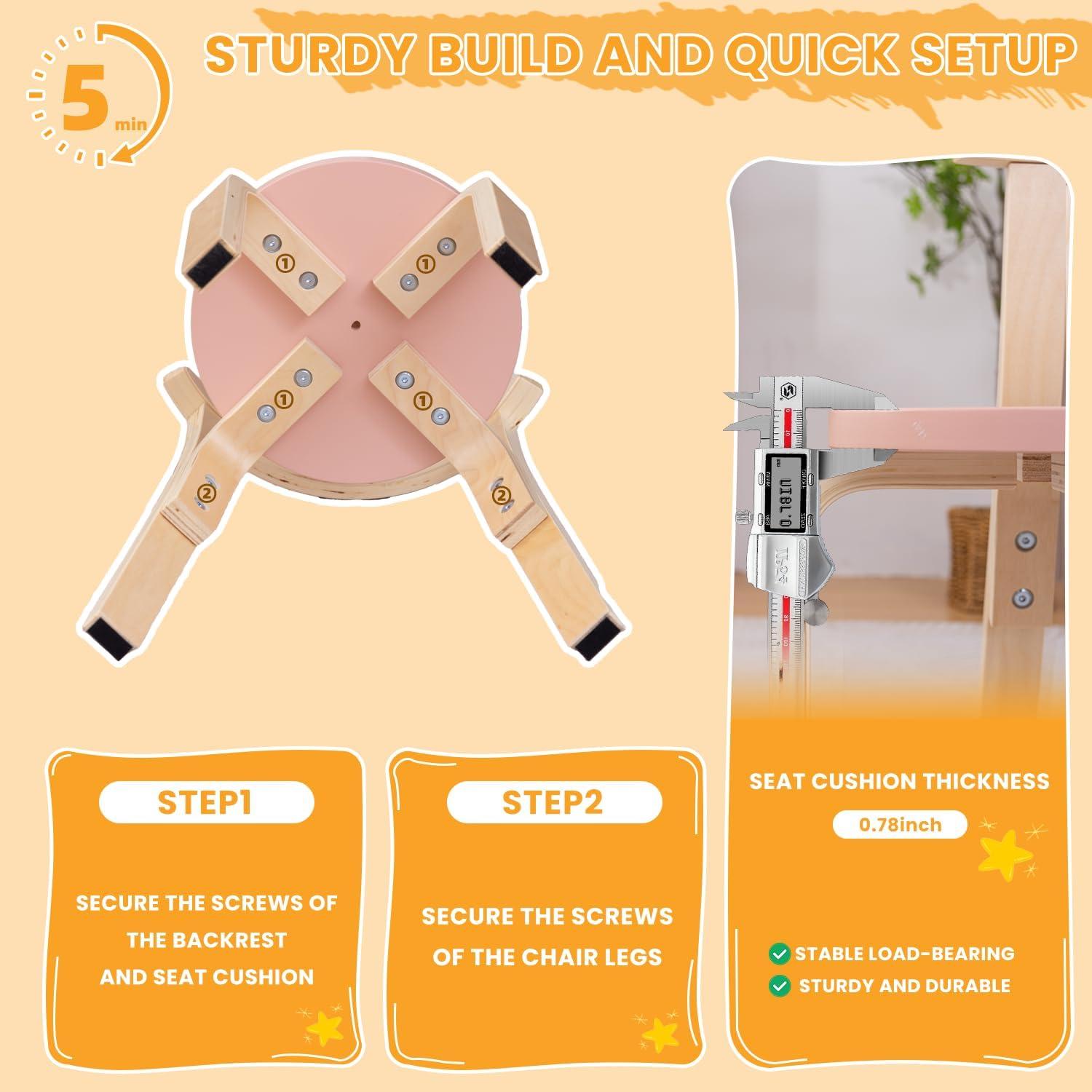 Silla de Madera Swegrow para Niños - Paquete de 2 Multicolor