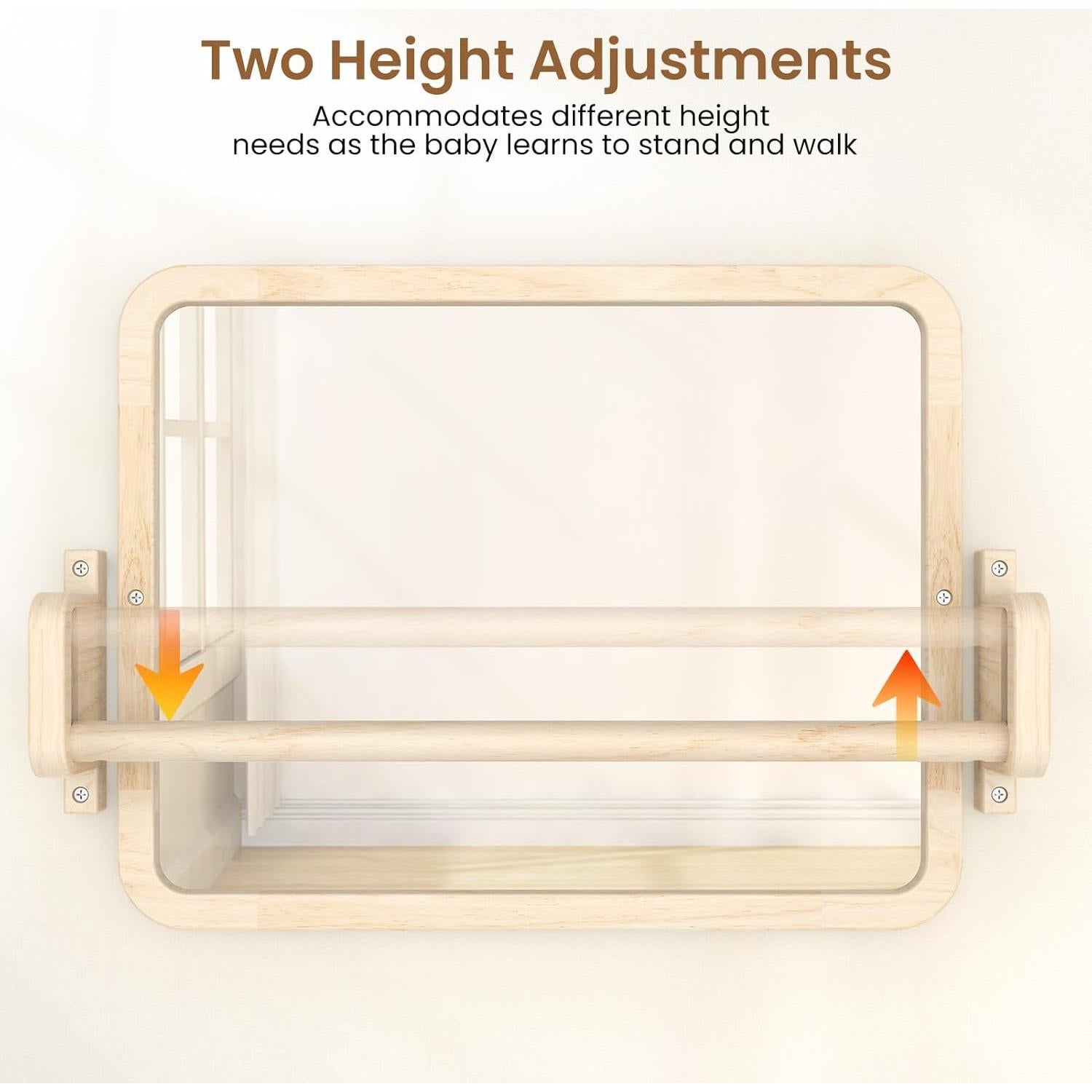 Espejo Montessori Woodtoe Ajustable con Barra para Bebés 38x54cm