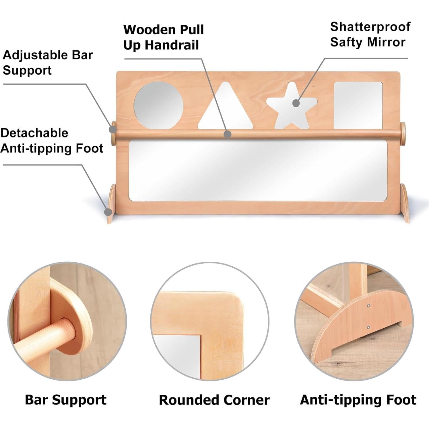 Espejo Sensorial Irrompible Bolocon con Barra Elevación 57.9x115.8cm