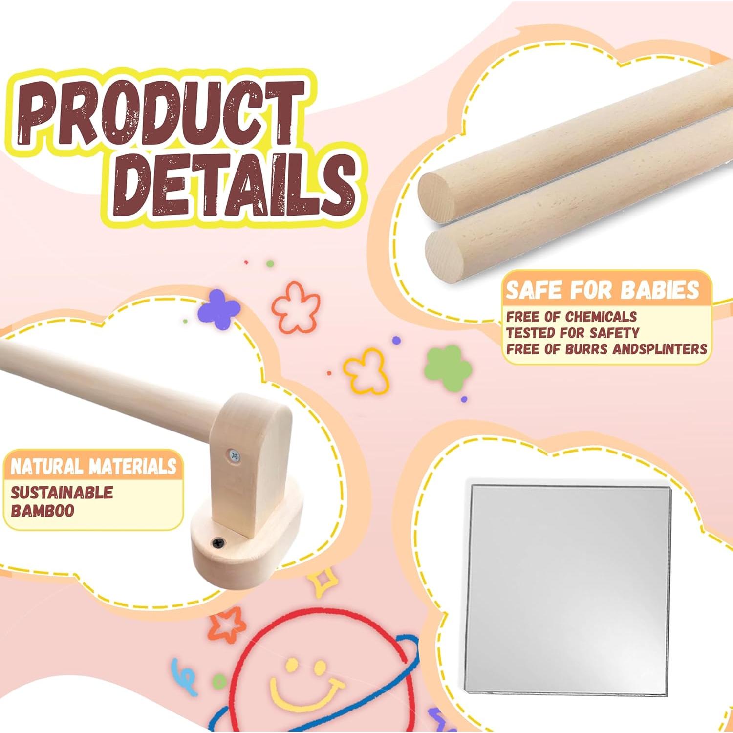 Espejo Montessori con Barra de Levantamiento Yiqiying 91.2x40.6 cm