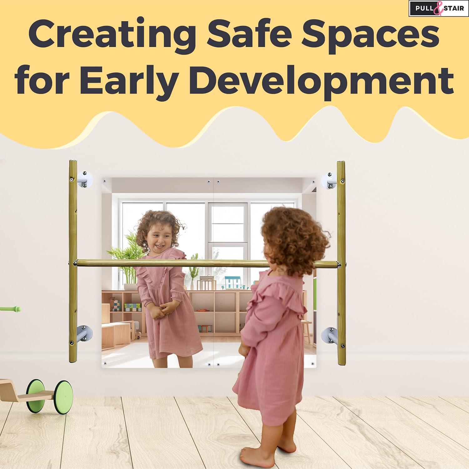 Juego de Espejo de Coordinación Montessori Pull and Stair - Barra de Dominadas y Espejo Irrompible