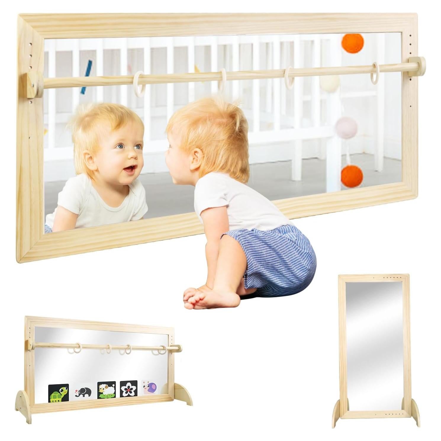 Espejo Montessori LAKNUAL 57.8x123.7 cm con Barra Ajustable