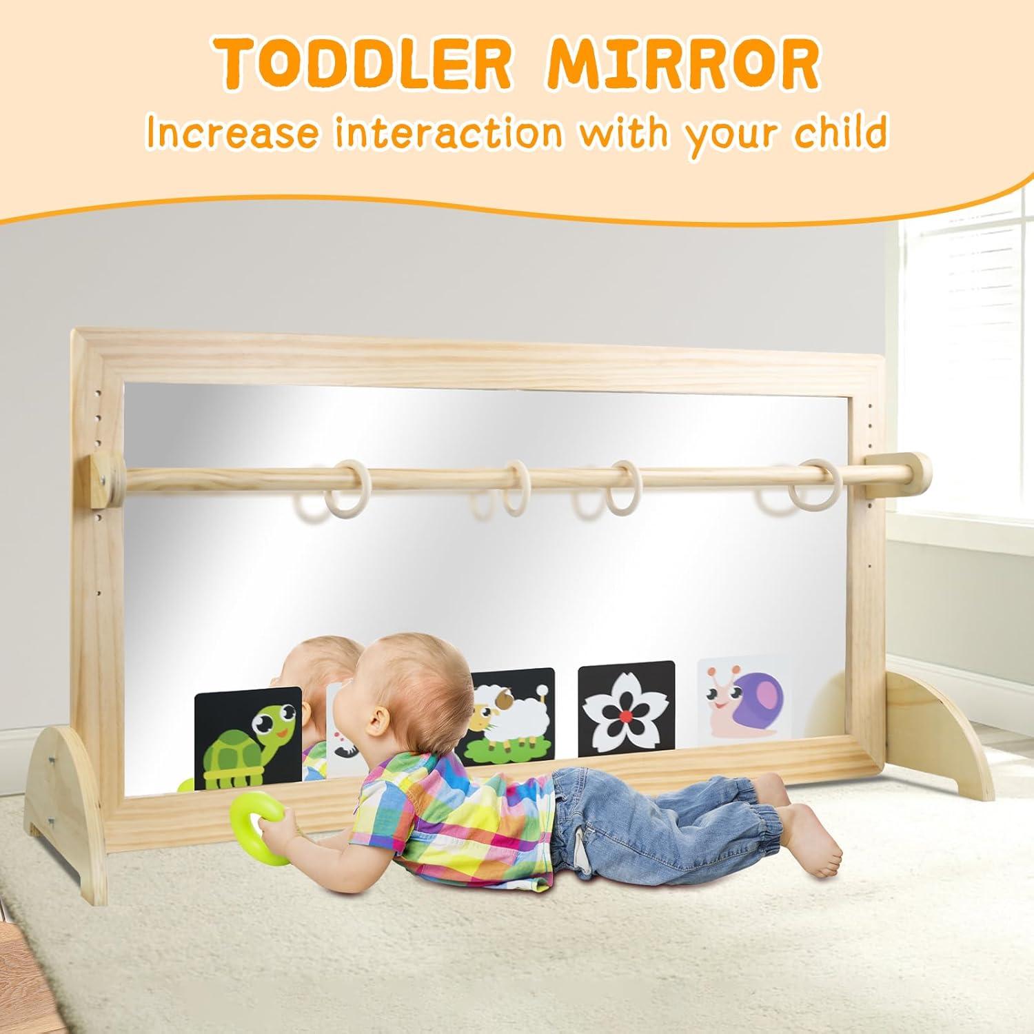 Espejo Montessori LAKNUAL 57.8x123.7 cm con Barra Ajustable