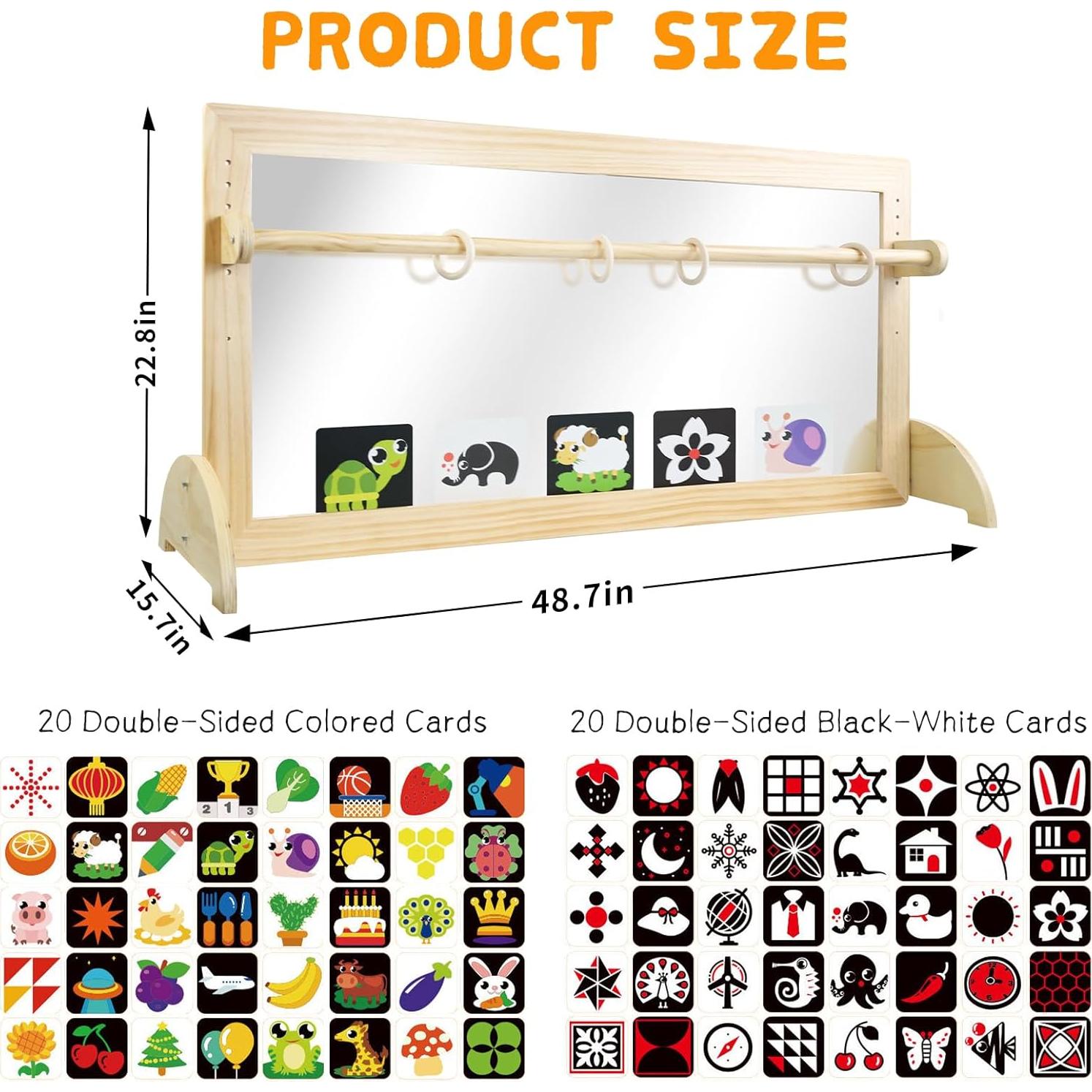Espejo Montessori LAKNUAL 57.8x123.7 cm con Barra Ajustable
