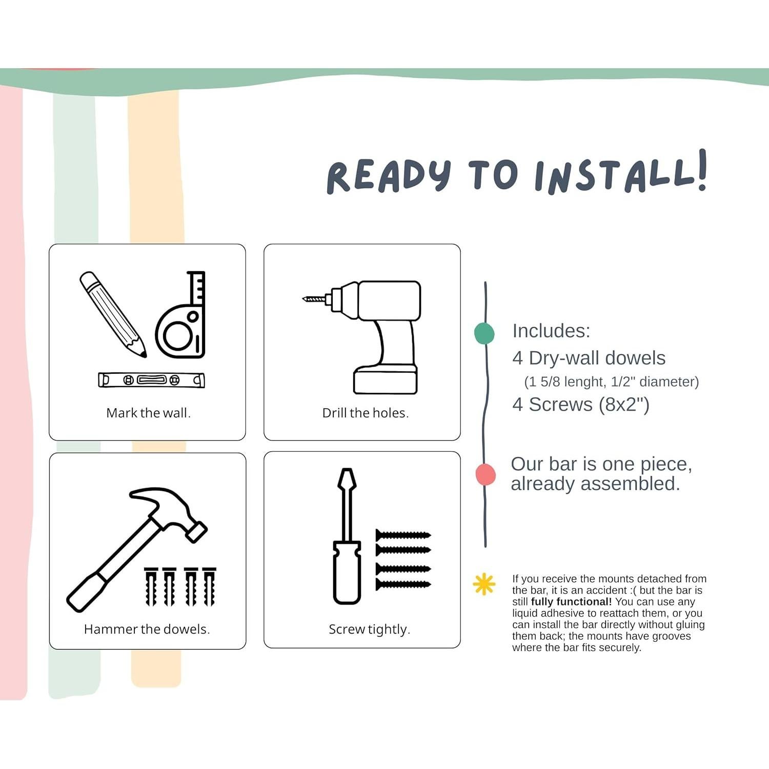 Barra de Tirar Montessori MonSensory 82.5 cm para Bebés