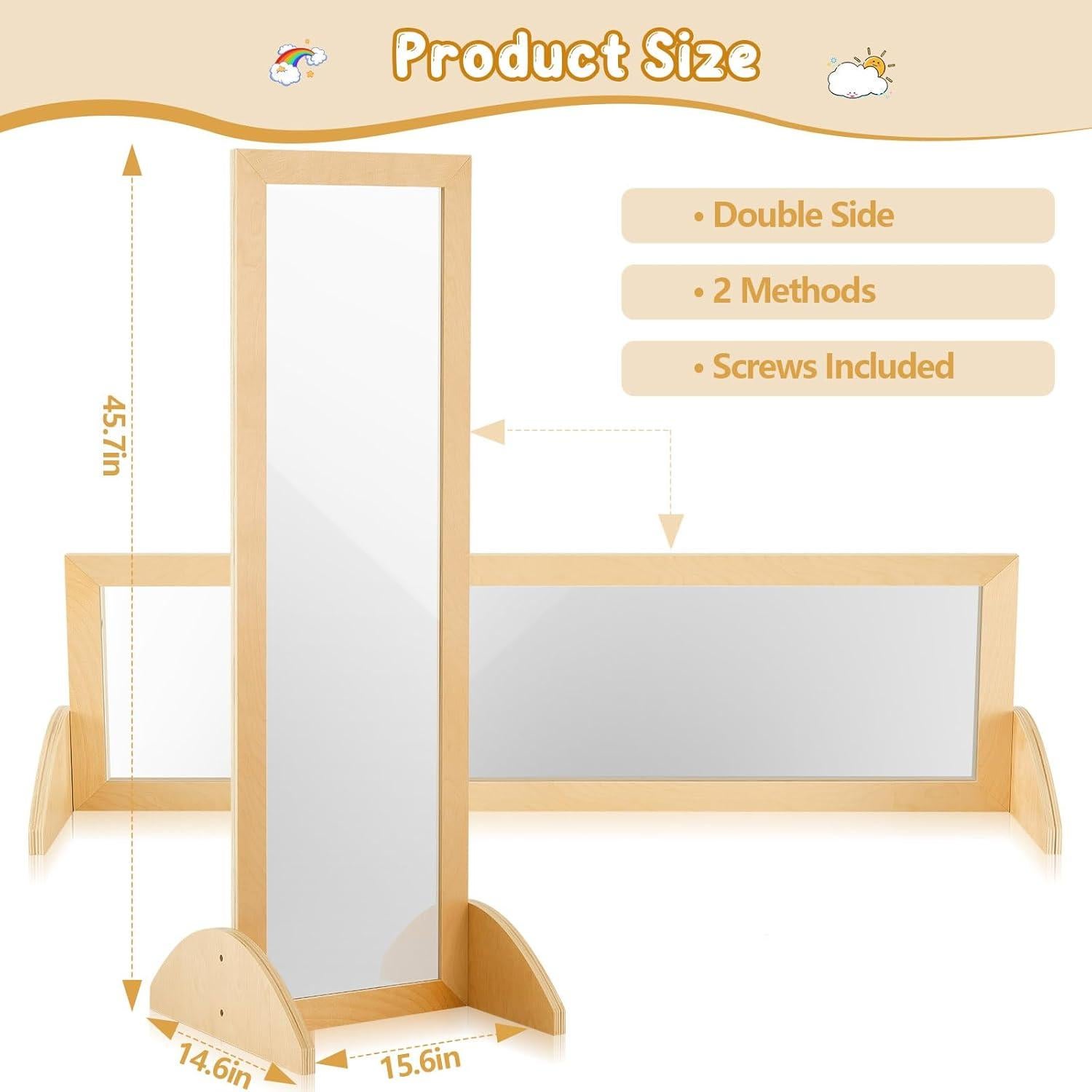 Espejo Montessori Infantil Irrompible Lineshading 116x39.6cm