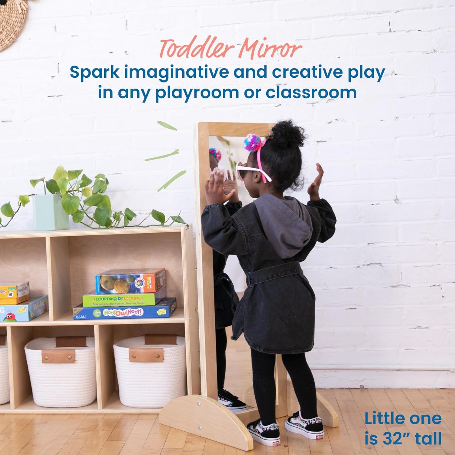 Espejo Bi-Direccional ECR4Kids Natural 39.6x37.1 cm para Niños
