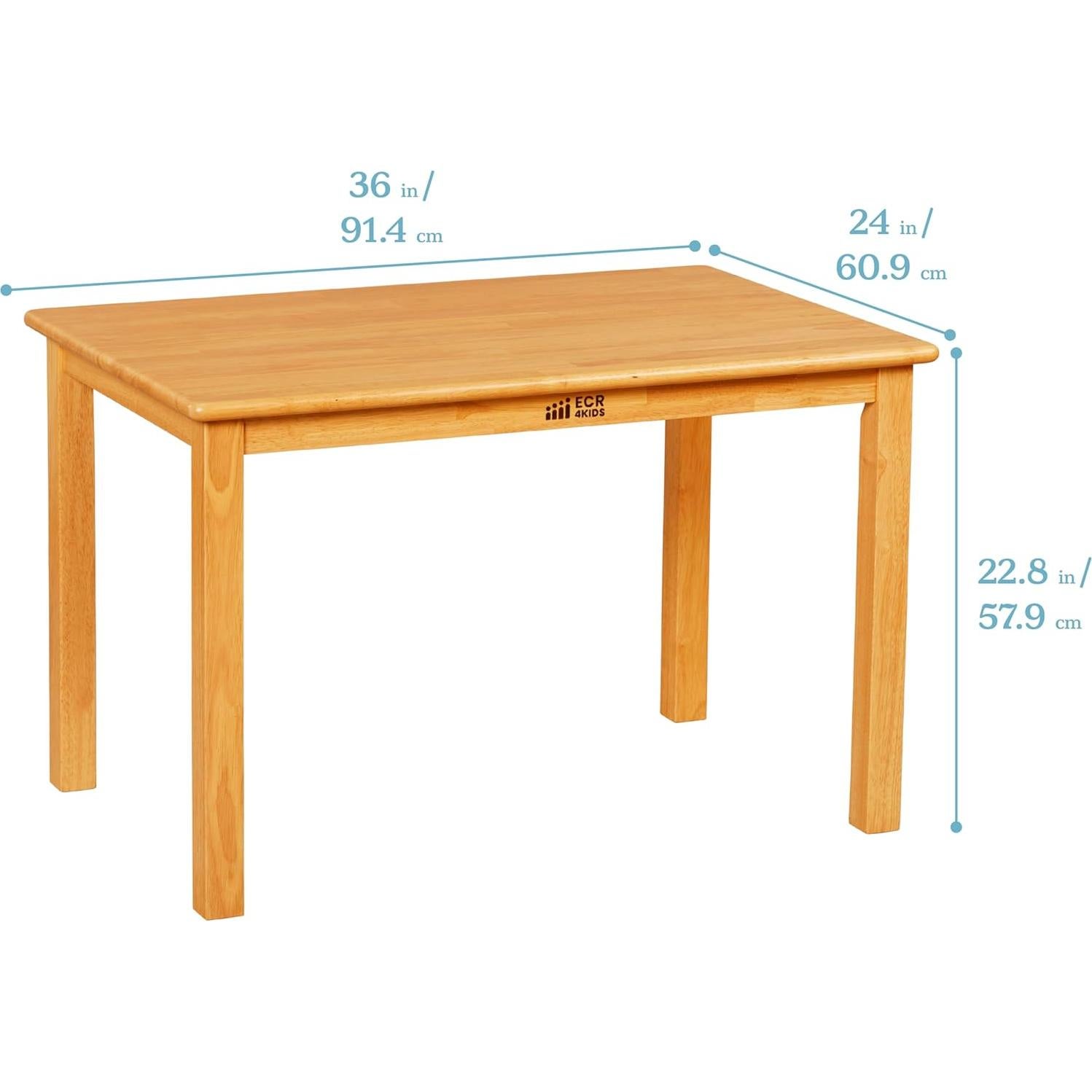 Mesa Rectangular de Madera Dura ECR4Kids 91x61cm Miel