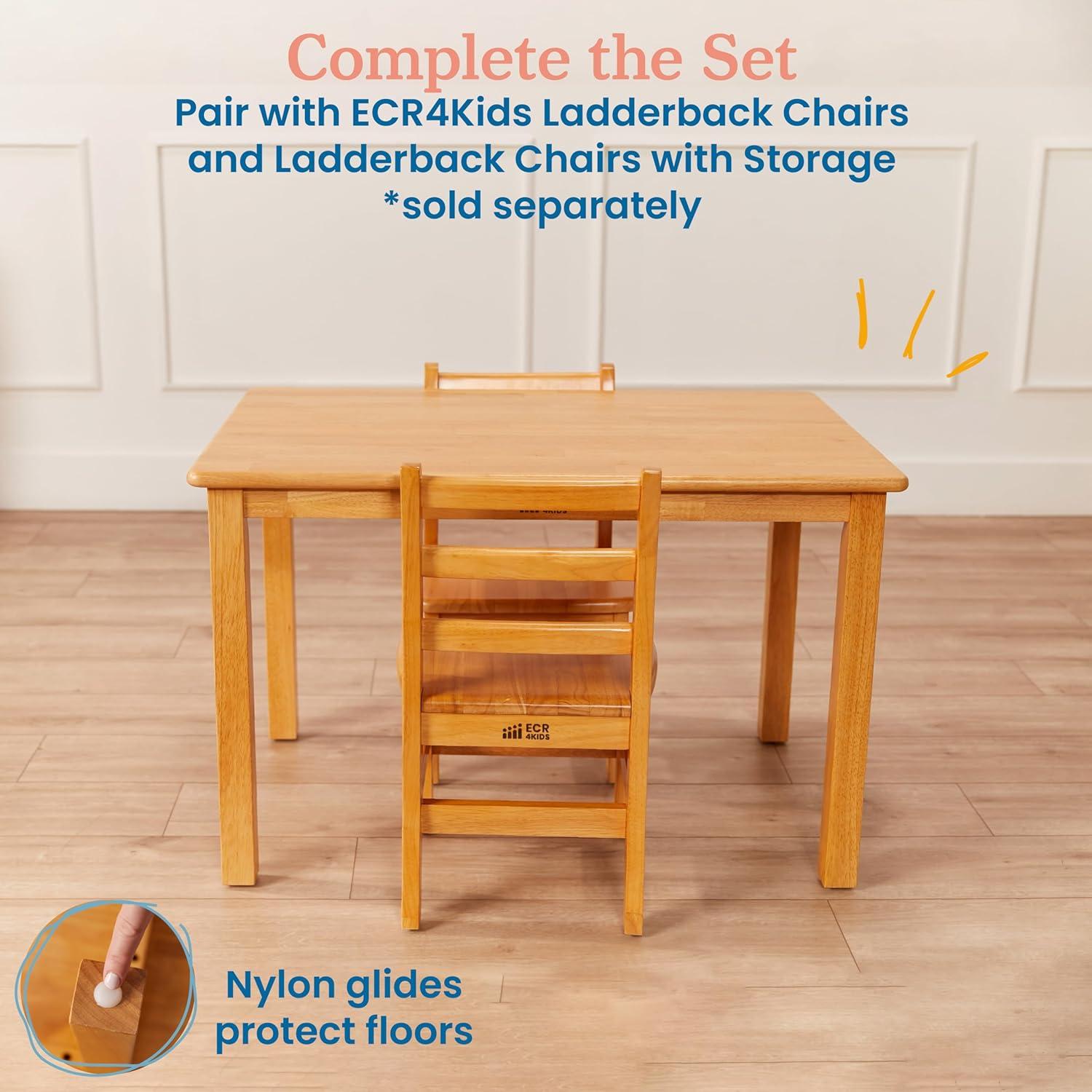 Mesa Rectangular de Madera Dura ECR4Kids 91x61cm Miel